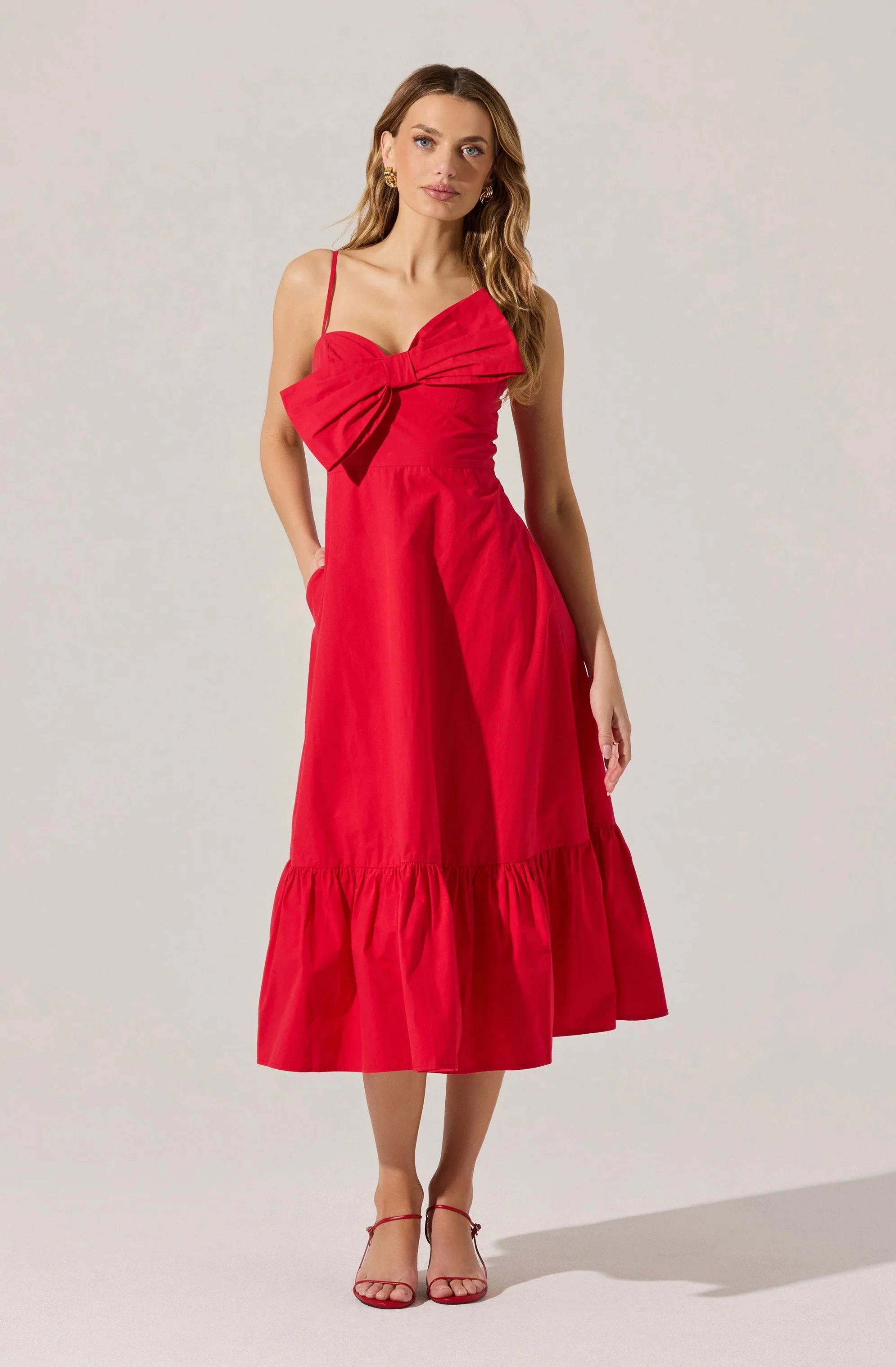 Asymmetrical Bow Midi Dress