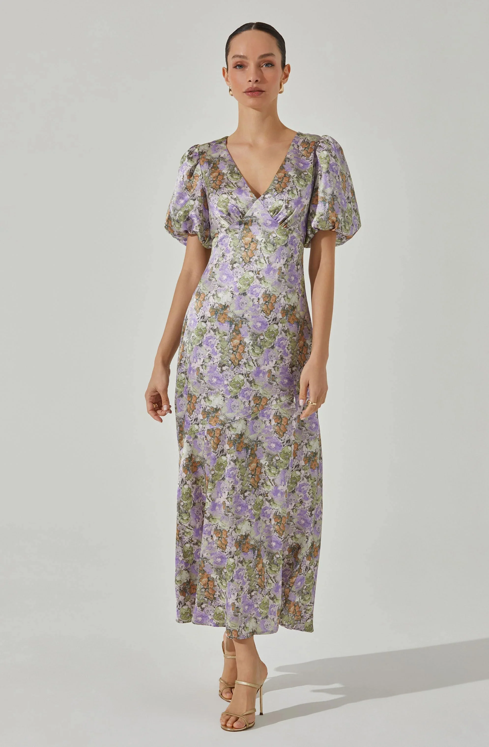 Satin Puff Sleeve Dress