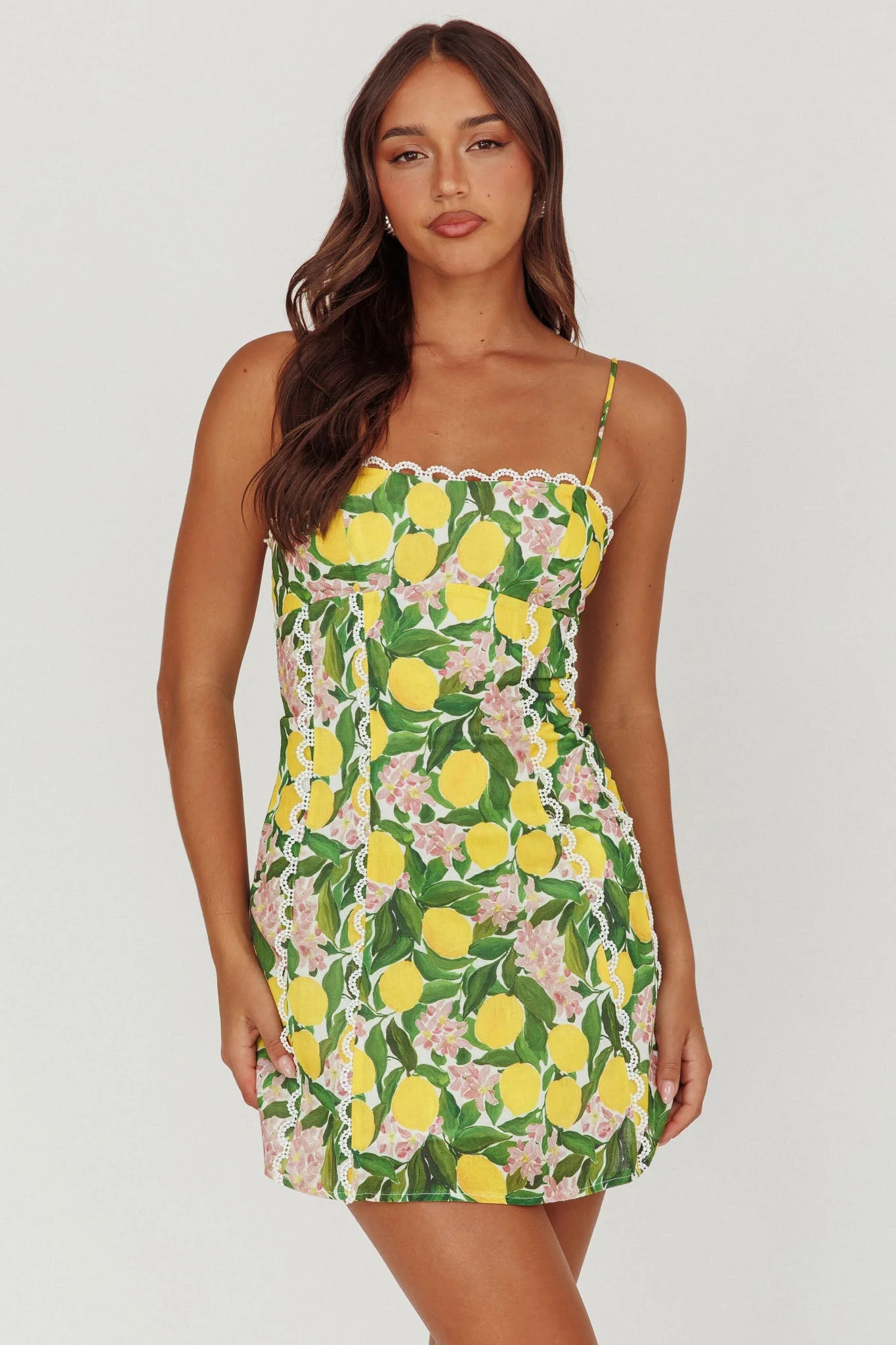Chamberlain Scallop Trim Mini Dress Citrus Lemon