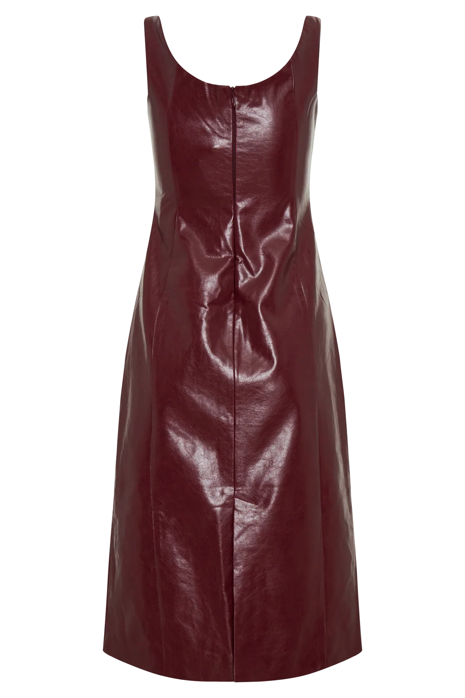 Sonia Faux Leather Midi Dress - Cherry Red