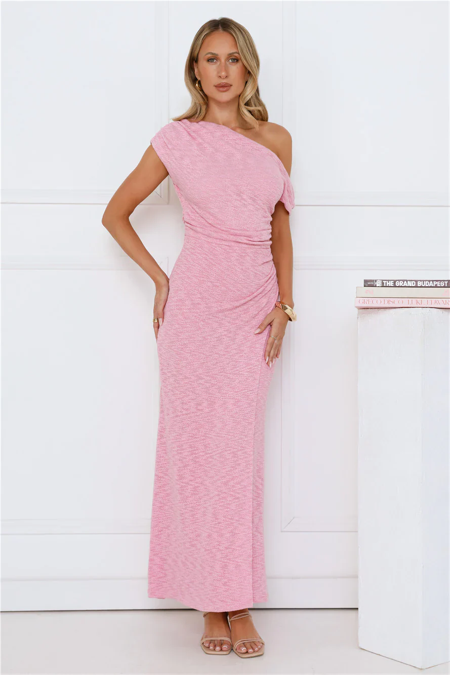 In My Style Era Off Shoulder Maxi Dress Pink