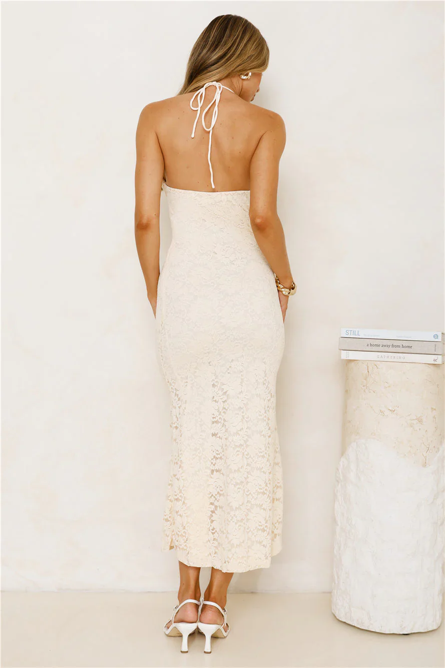 Iconic In Style Lace Midi Dress Cream
