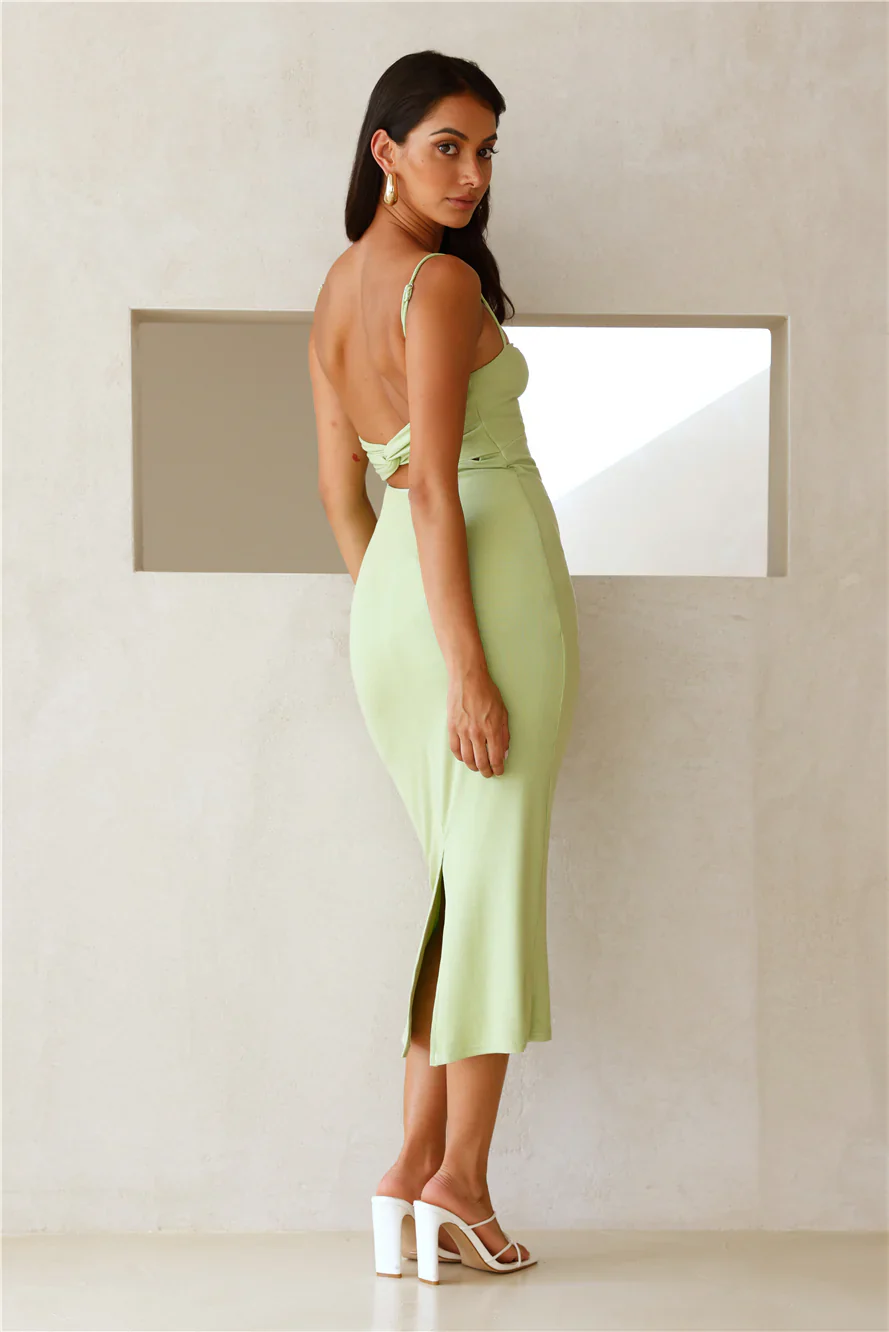 Lara Ribbed Midi Dress Green