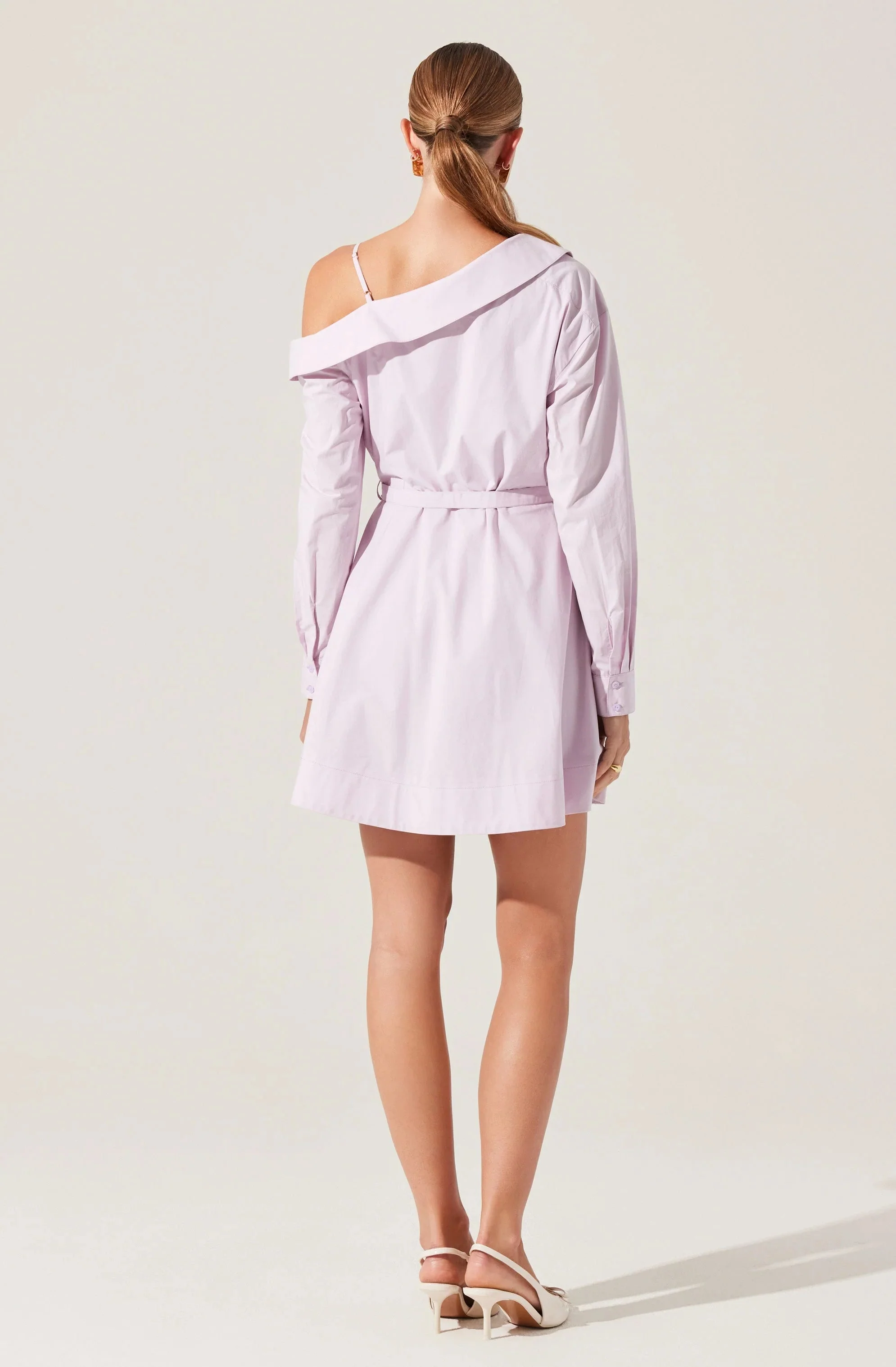 Aveni Off Shoulder Mini Shirt Dress