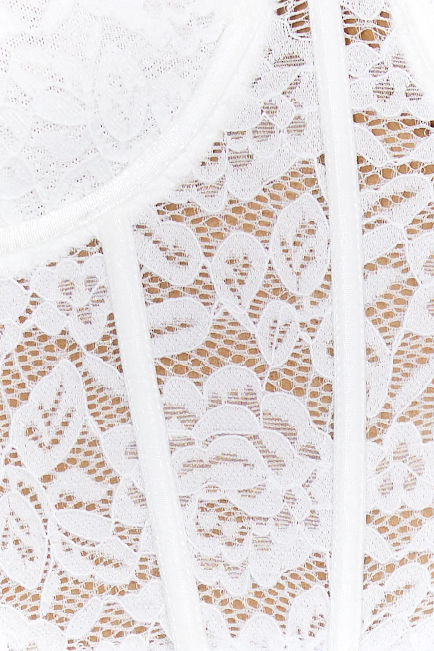 Let's Go Party Lace Crop Top White