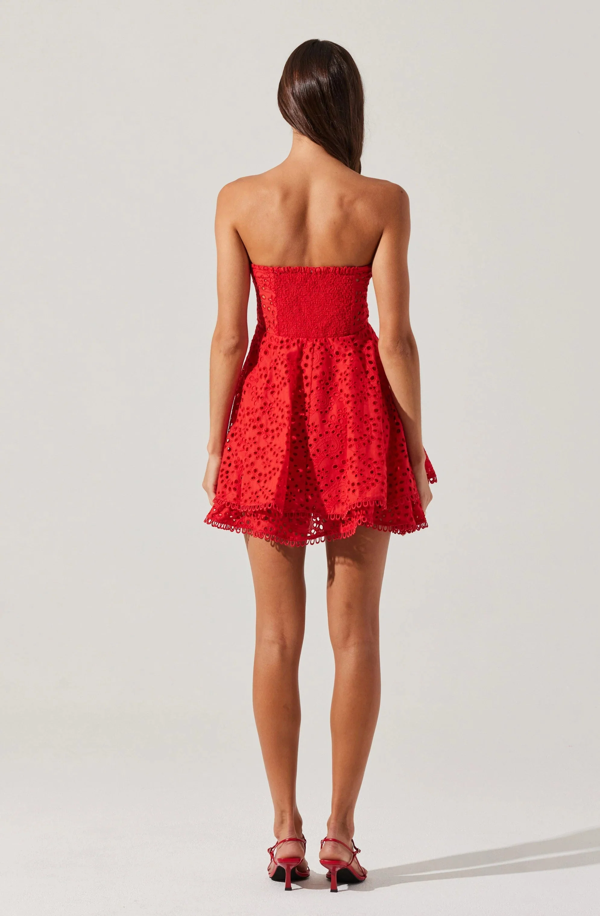Deasia Strapless Eyelet Mini Dress