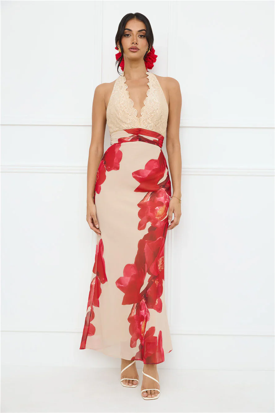 Hotter Than Ever Halter Maxi Dress Cream