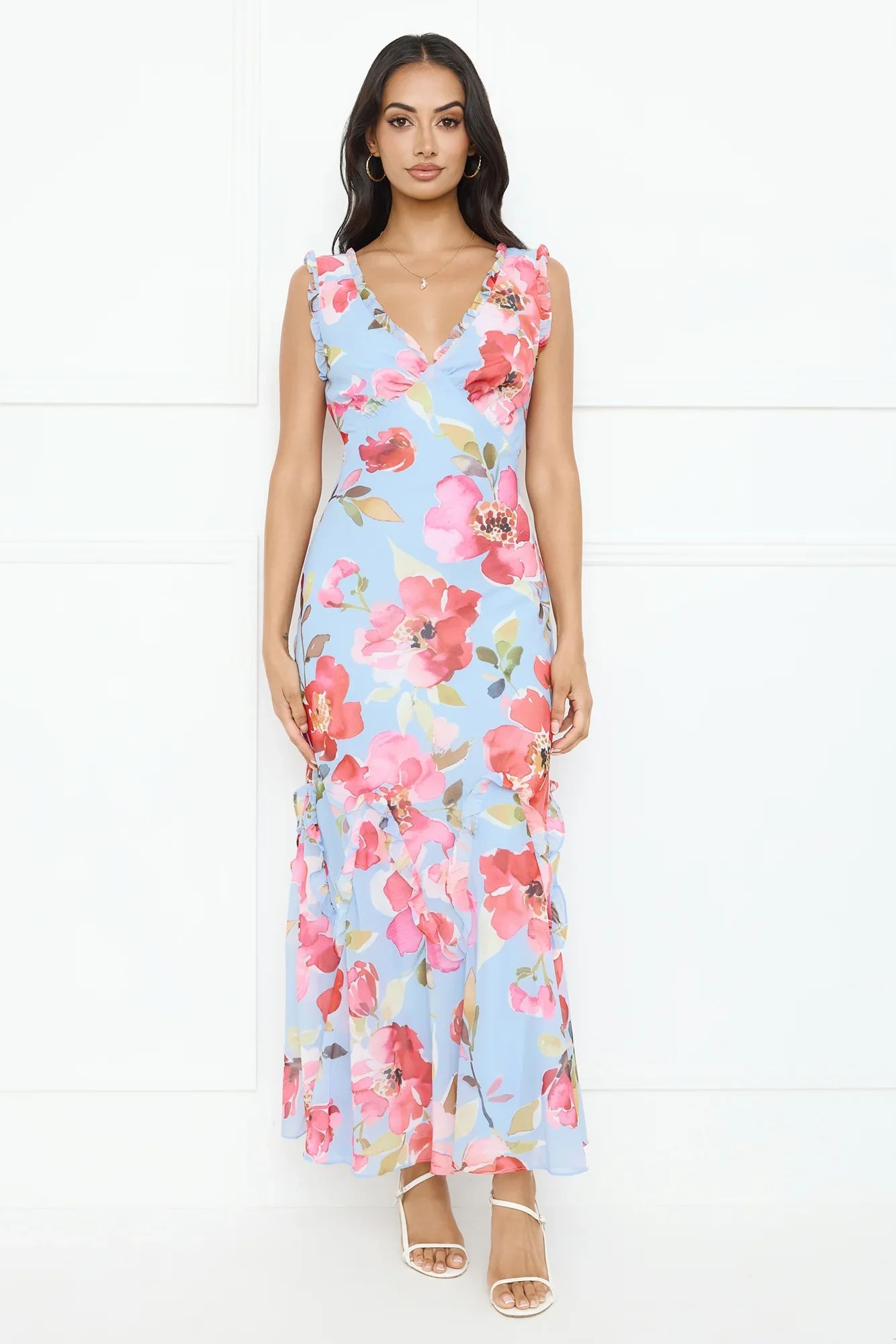 Hibiscus Heat Maxi Dress Blue