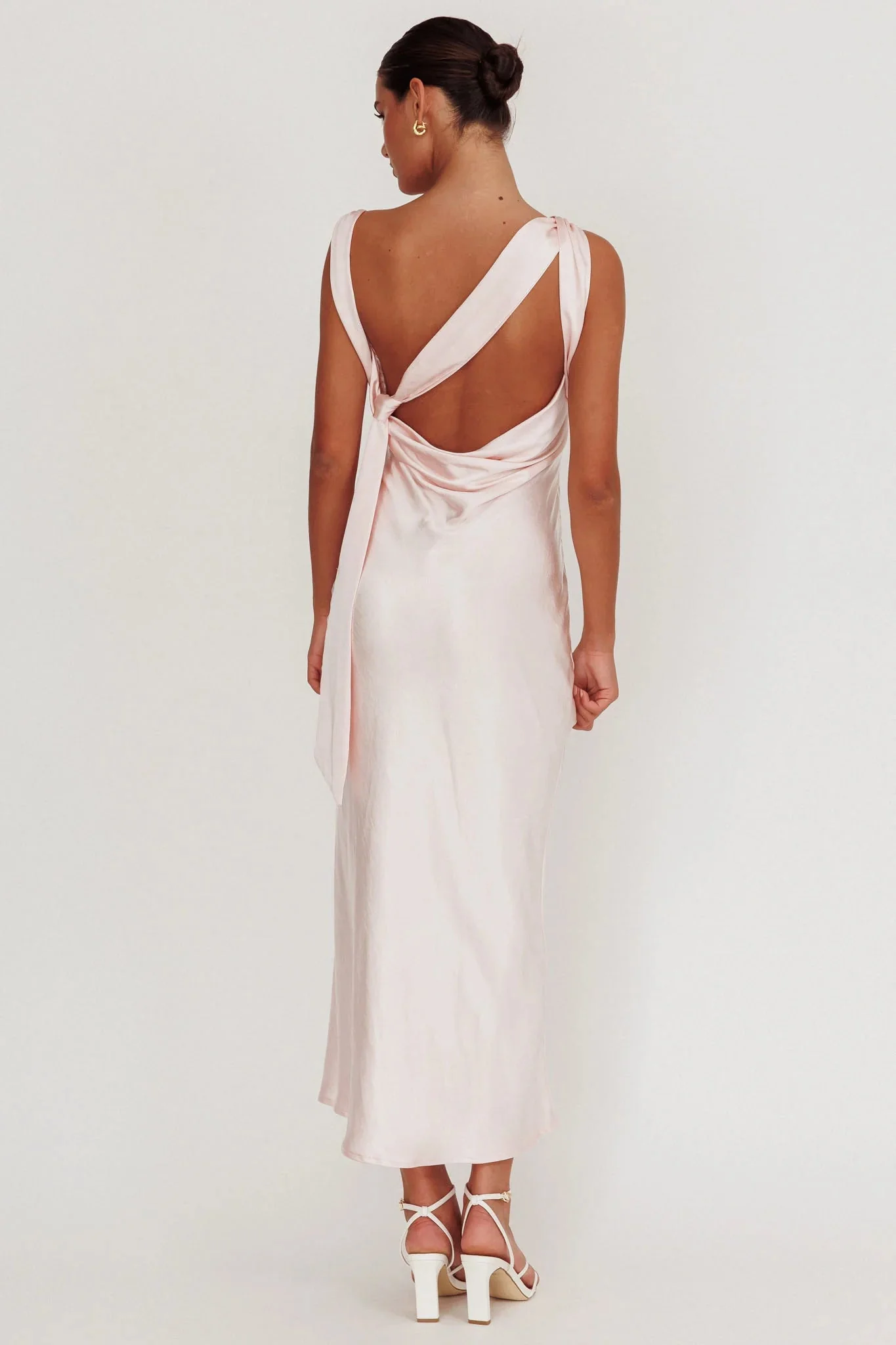 Take Care Backless Sash Maxi Dress Blush