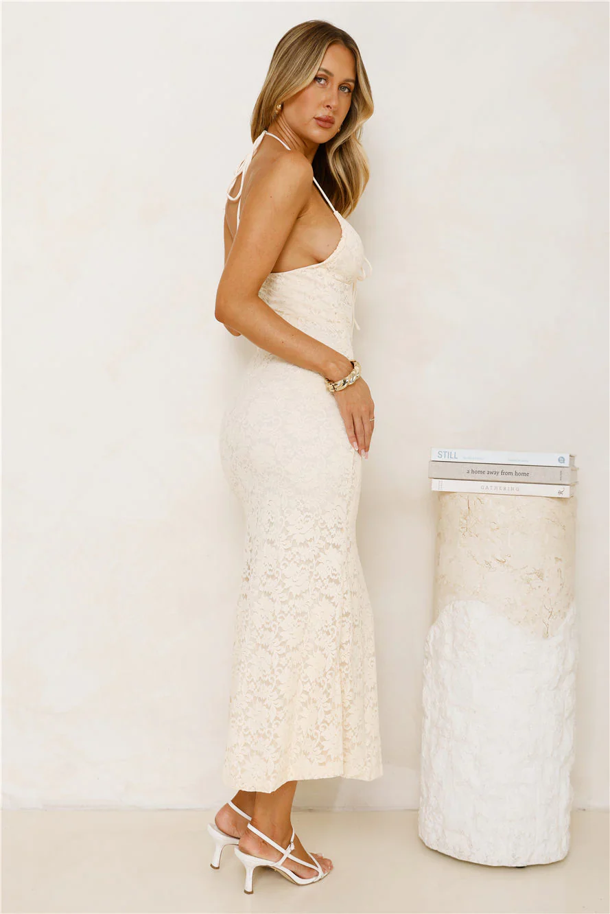 Iconic In Style Lace Midi Dress Cream