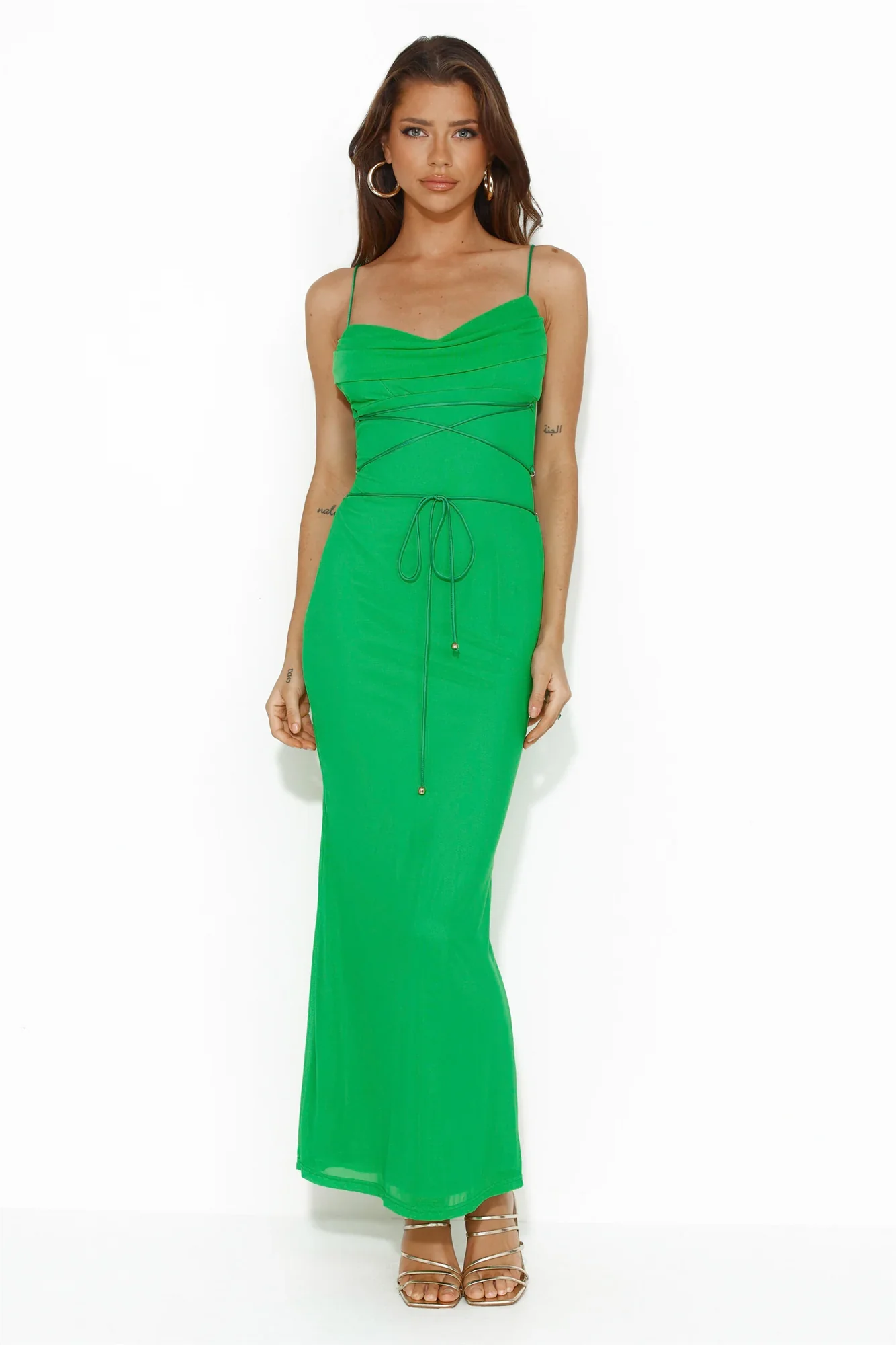 Hourglass Love Mesh Maxi Dress Green