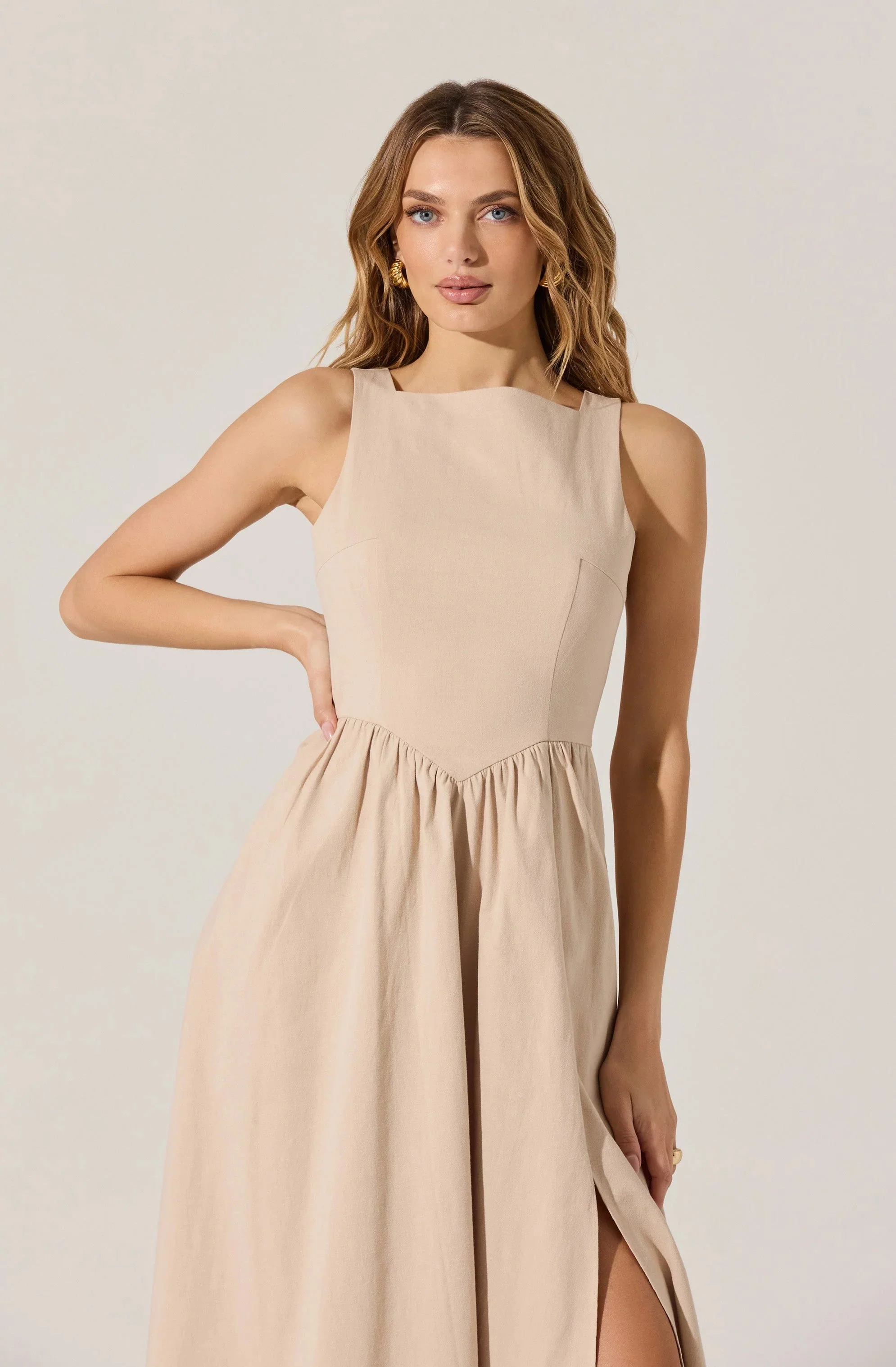 Bow Back Apron Midi Dress