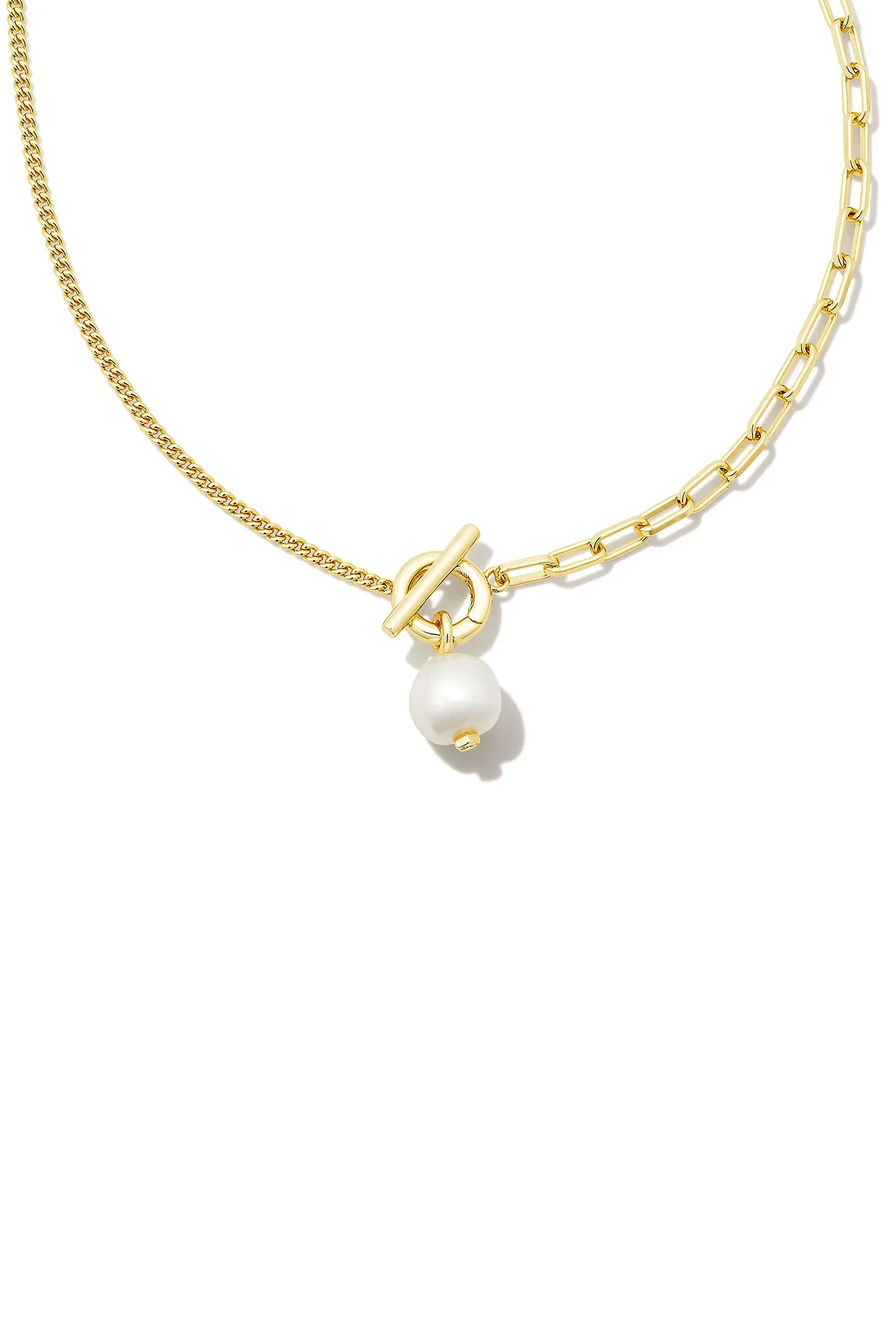 Leighton Convertible Gold Pearl Chain Necklace Freshwater Cultured Pearl