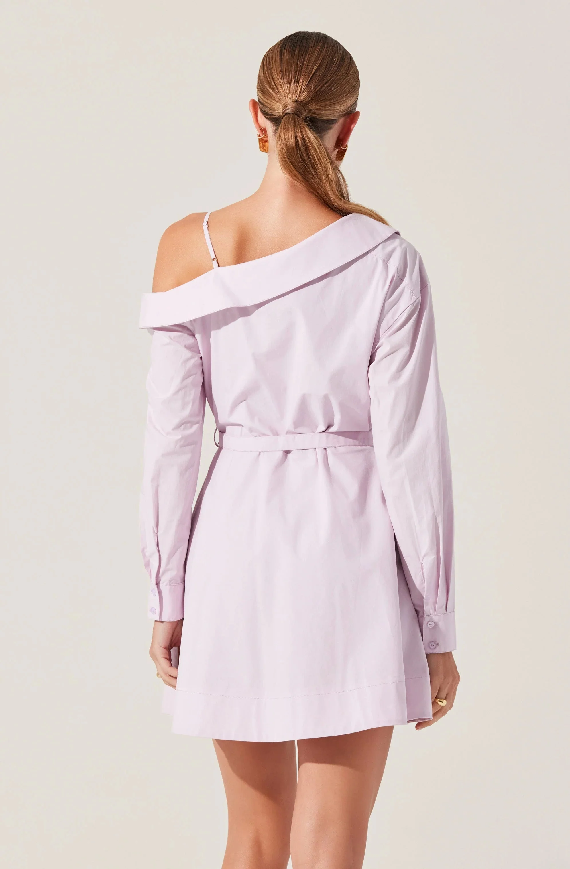 Aveni Off Shoulder Mini Shirt Dress