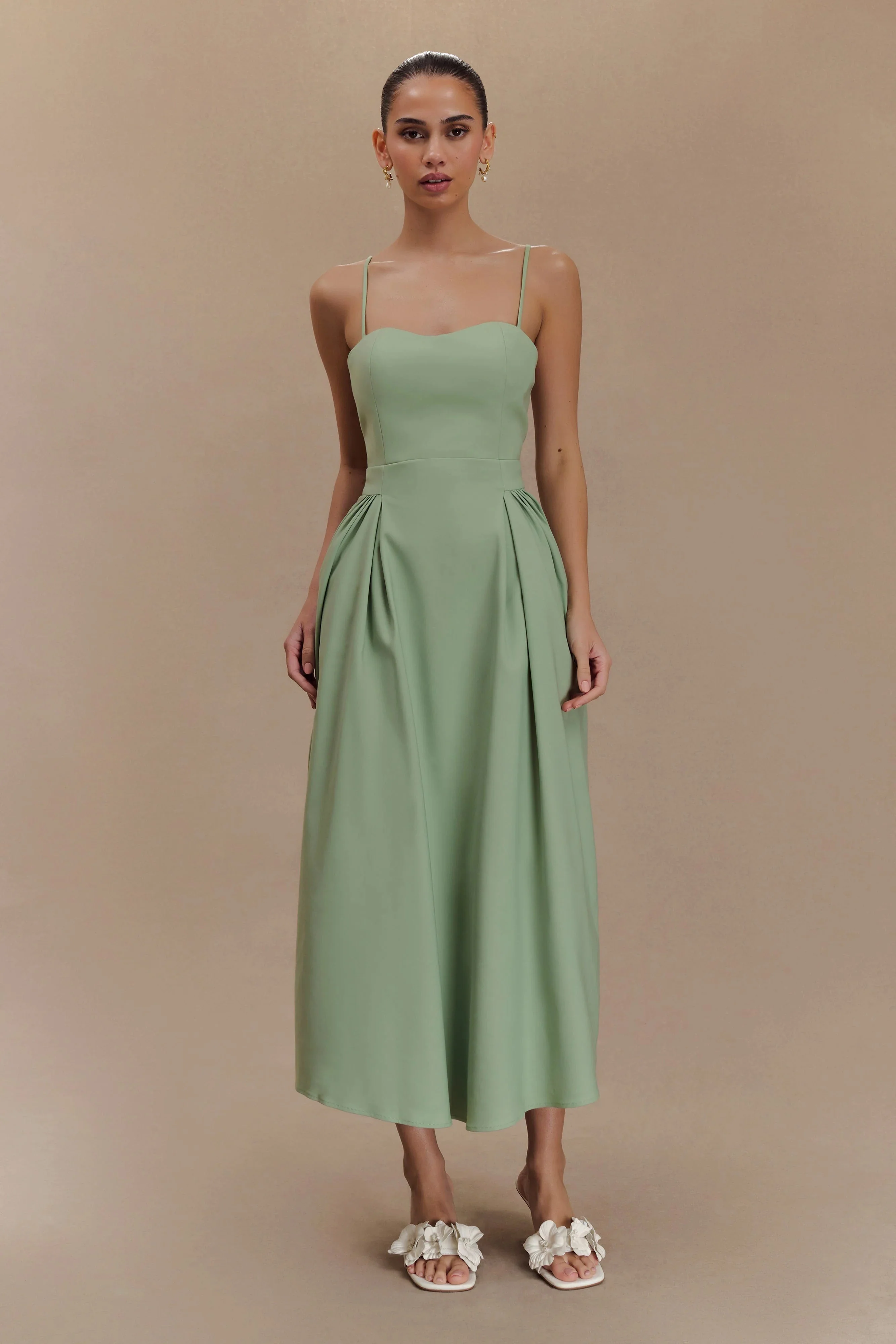 Rebecca Cotton Midi Dress - Basil