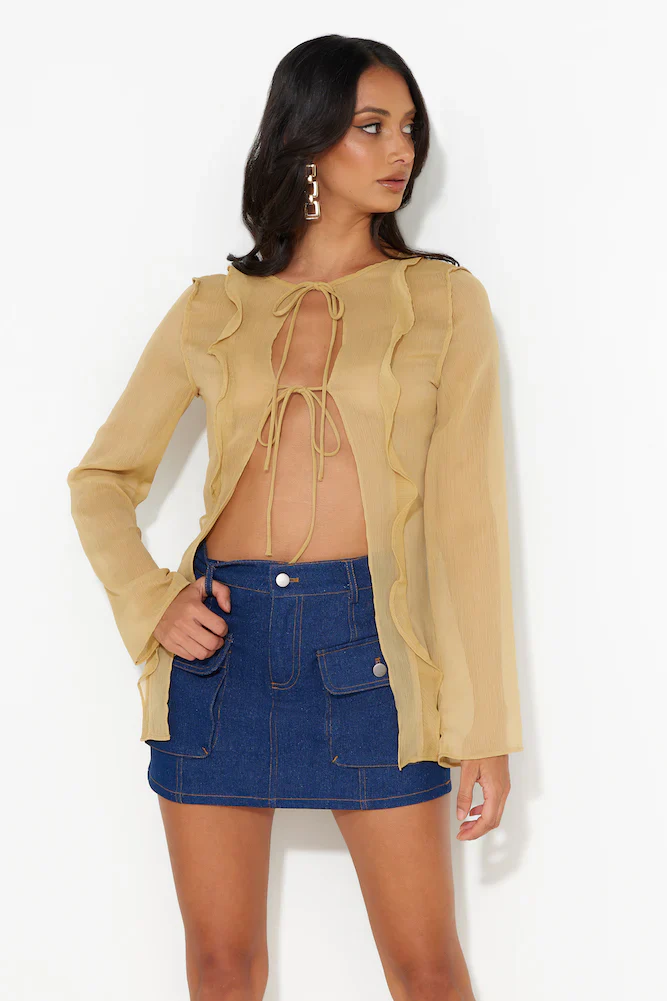 LIONESS Barely There Tie Top Sand