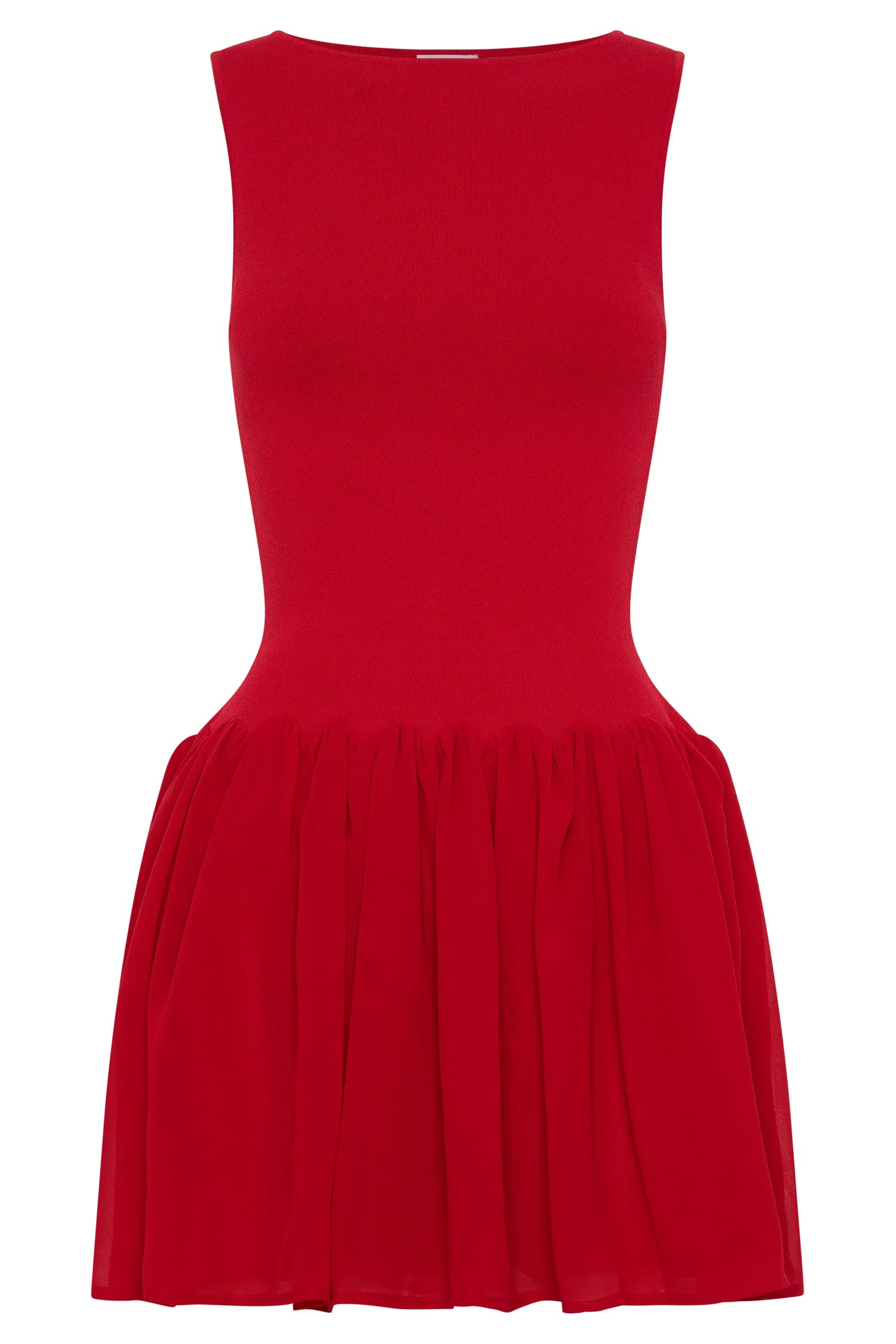 Ashleigh Knit And Chiffon Mini Dress - Red