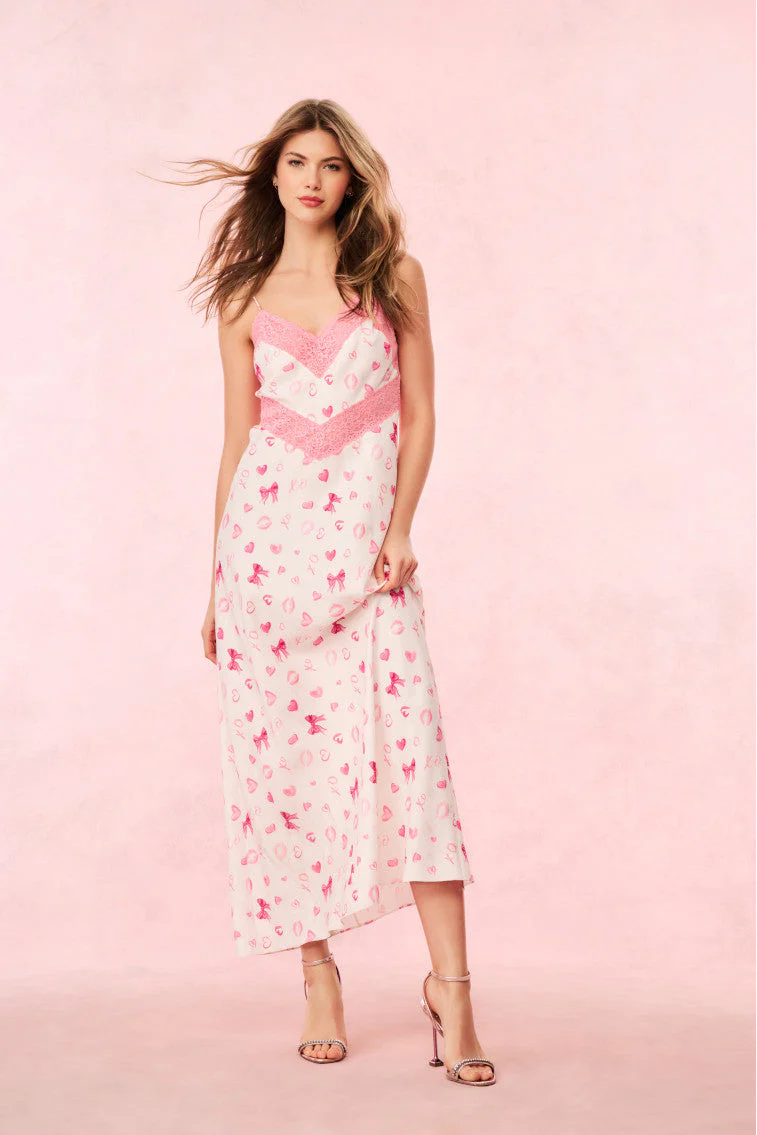 Serita Bow & Kiss Print Maxi Dress