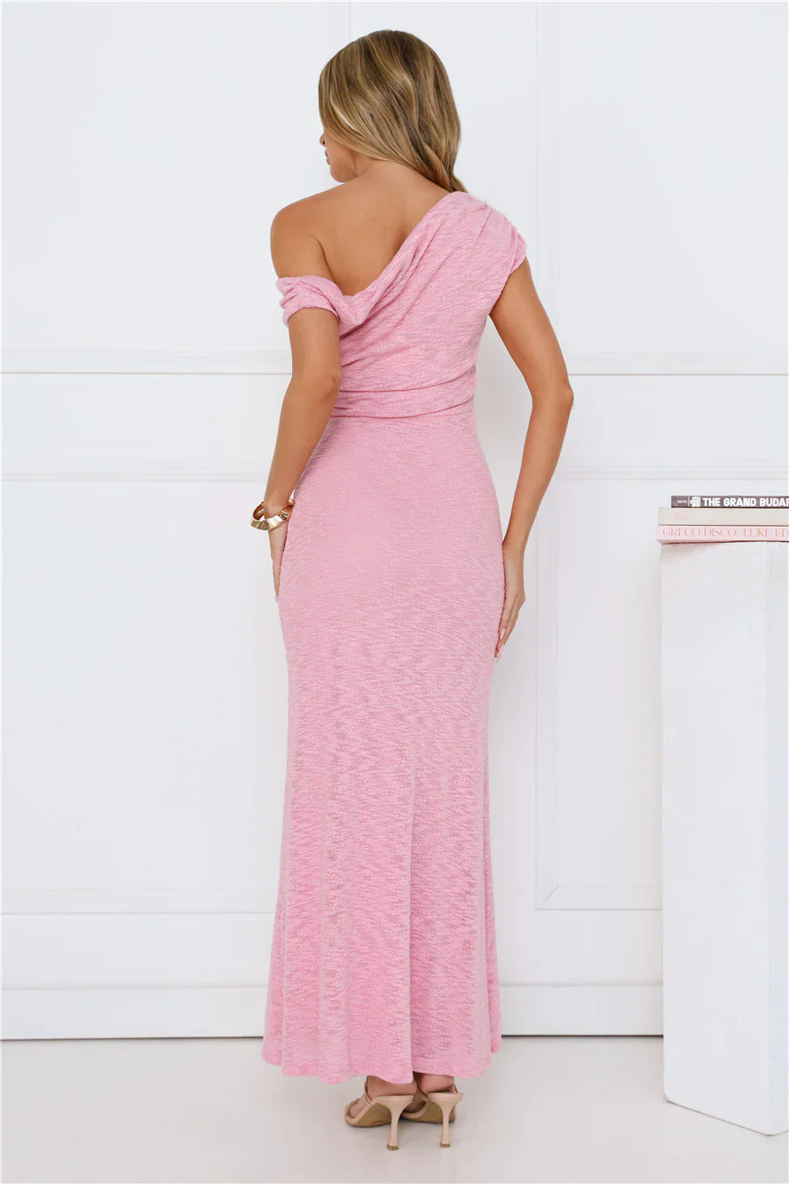 In My Style Era Off Shoulder Maxi Dress Pink