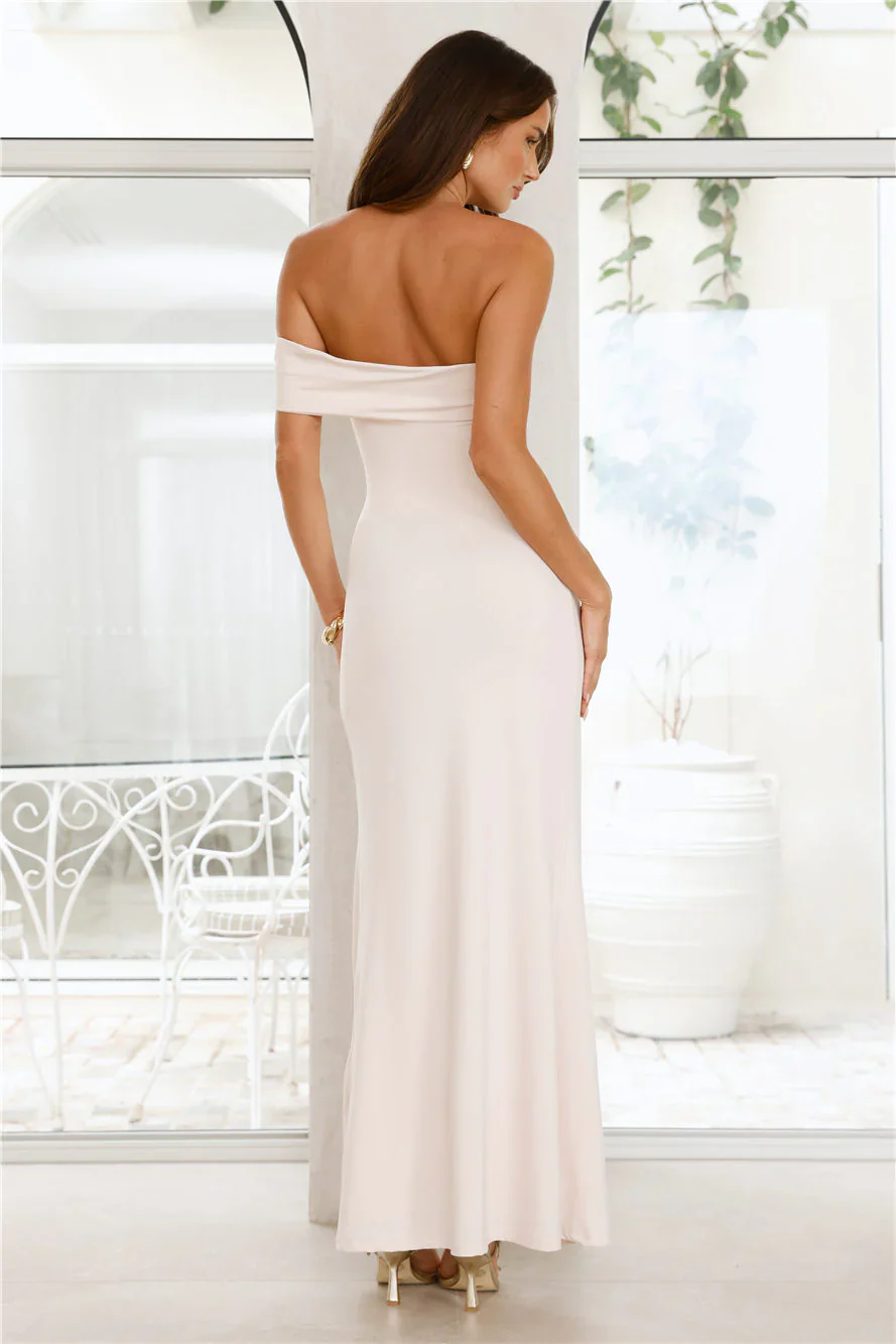 Lavish Luxe Off Shoulder Maxi Dress Ivory