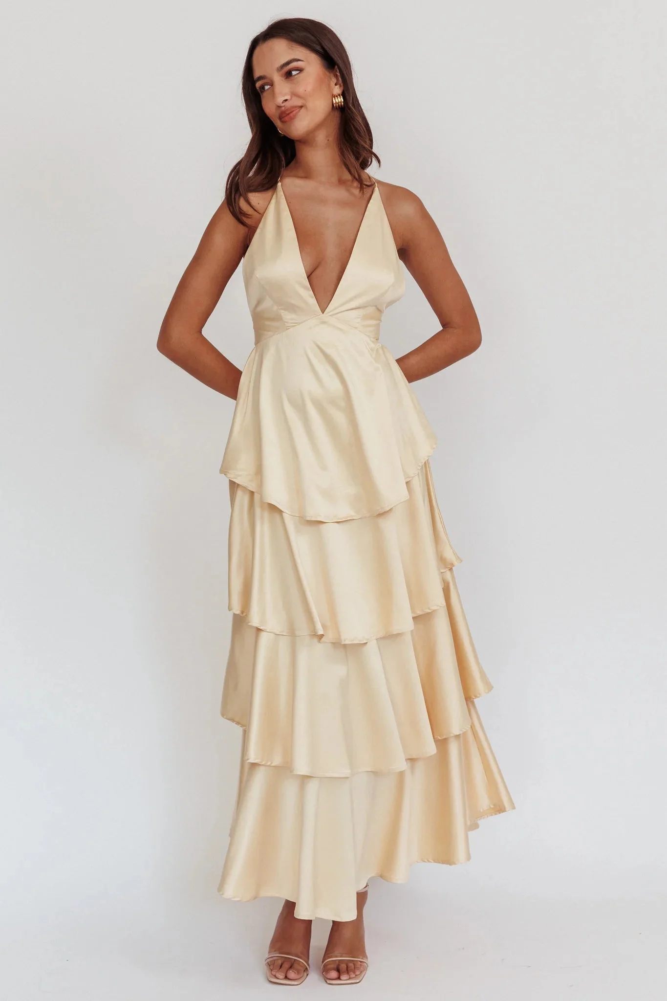 Auguste Tiered Frill Strappy Back Dress Butter