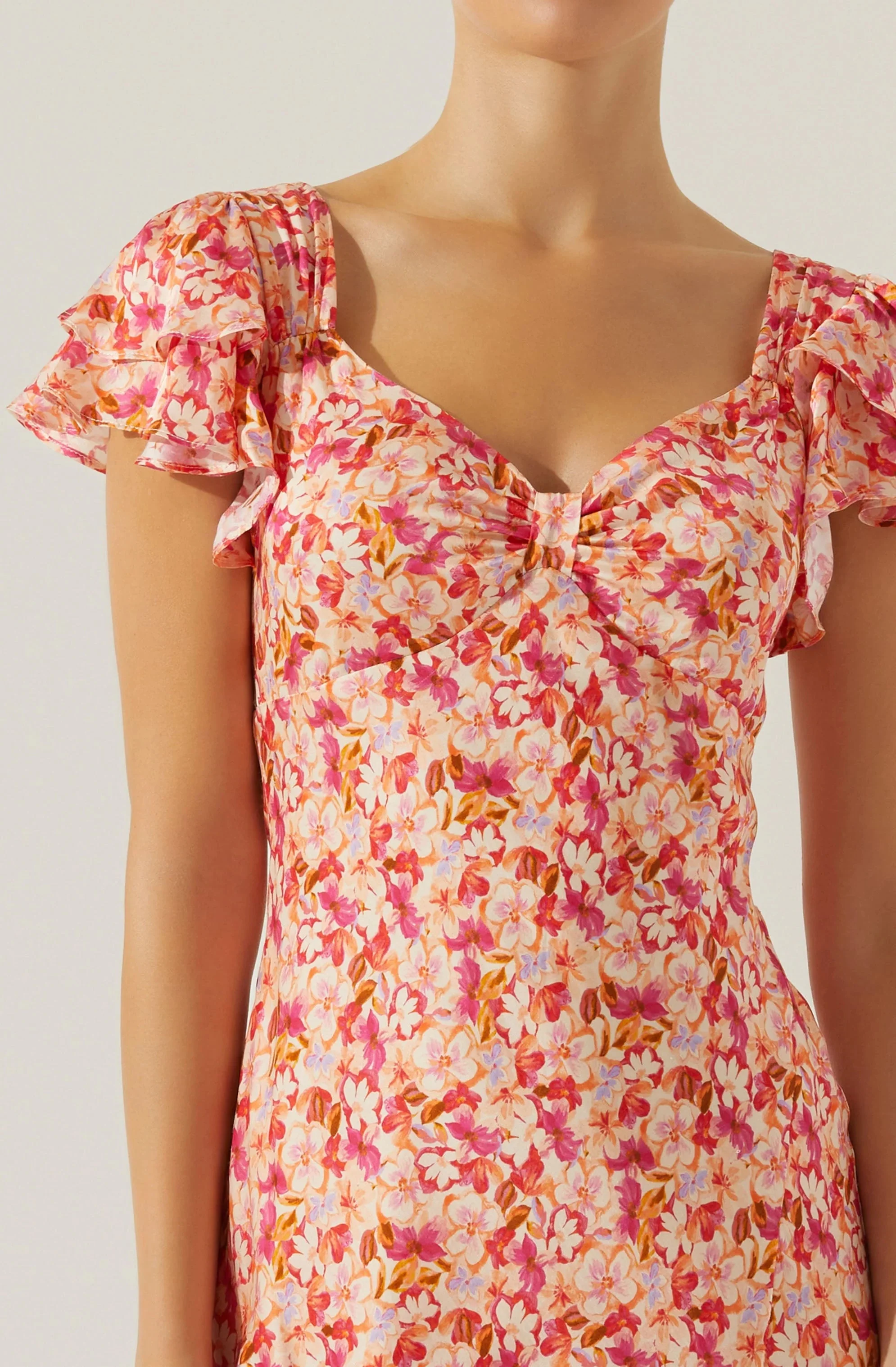 Maisy Floral Flutter Sleeve Midi Dress