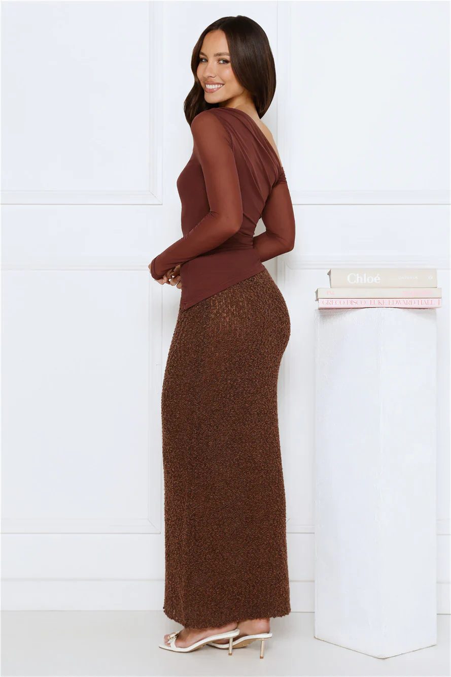 Honey Trap Mesh Long Sleeve Top Brown