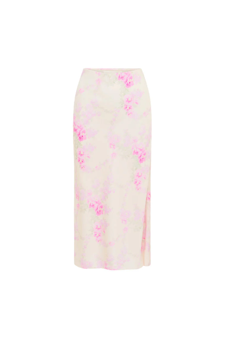 Castle Satin Floral Maxi Skirt