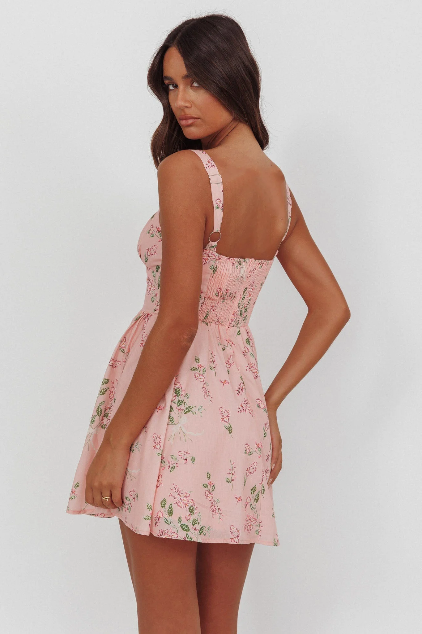Seen The Light Tie Bust Mini Dress Floral Blush