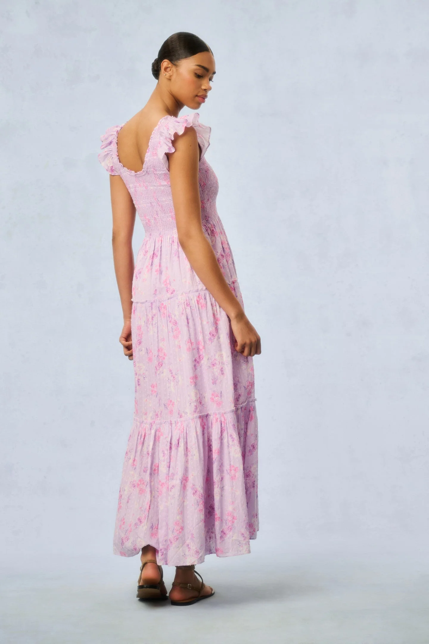 Chessie Fragrance Print Cotton Maxi Dress