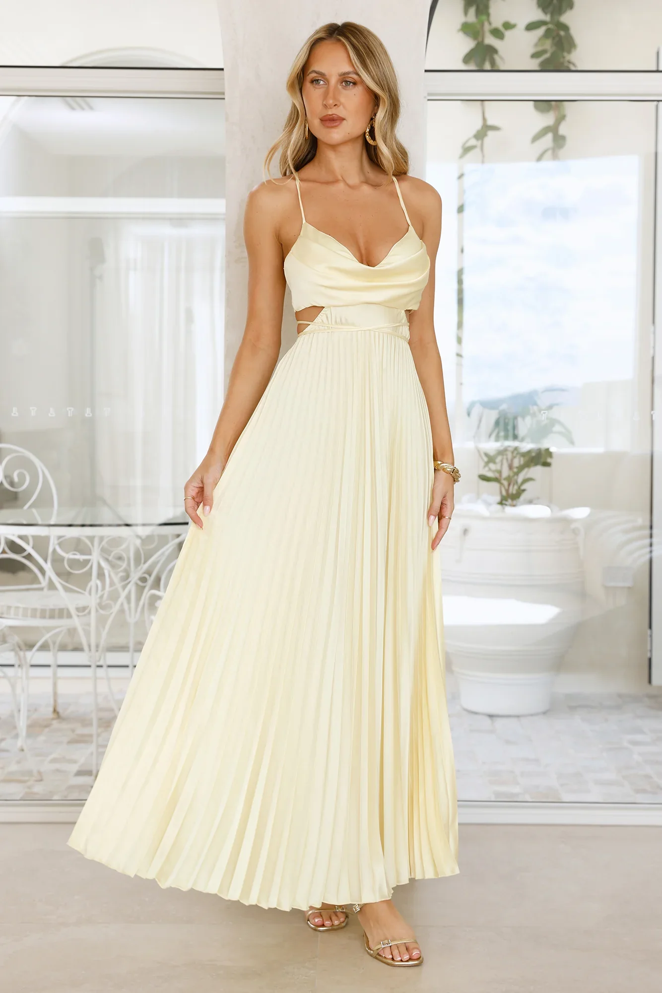 In My Prime Satin Maxi Dress Yellow