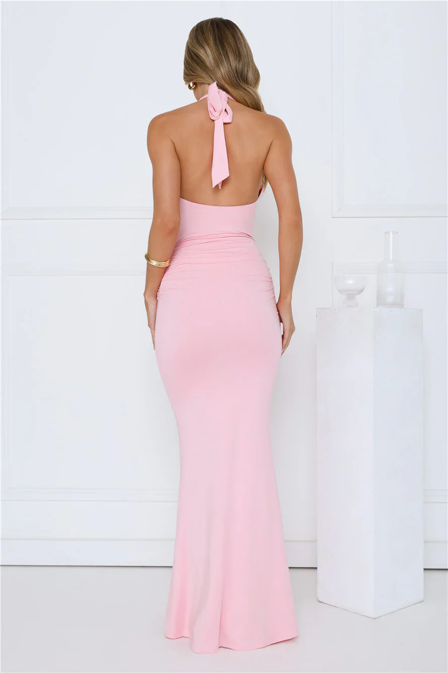 Iconic Dream Halter Maxi Dress Pink