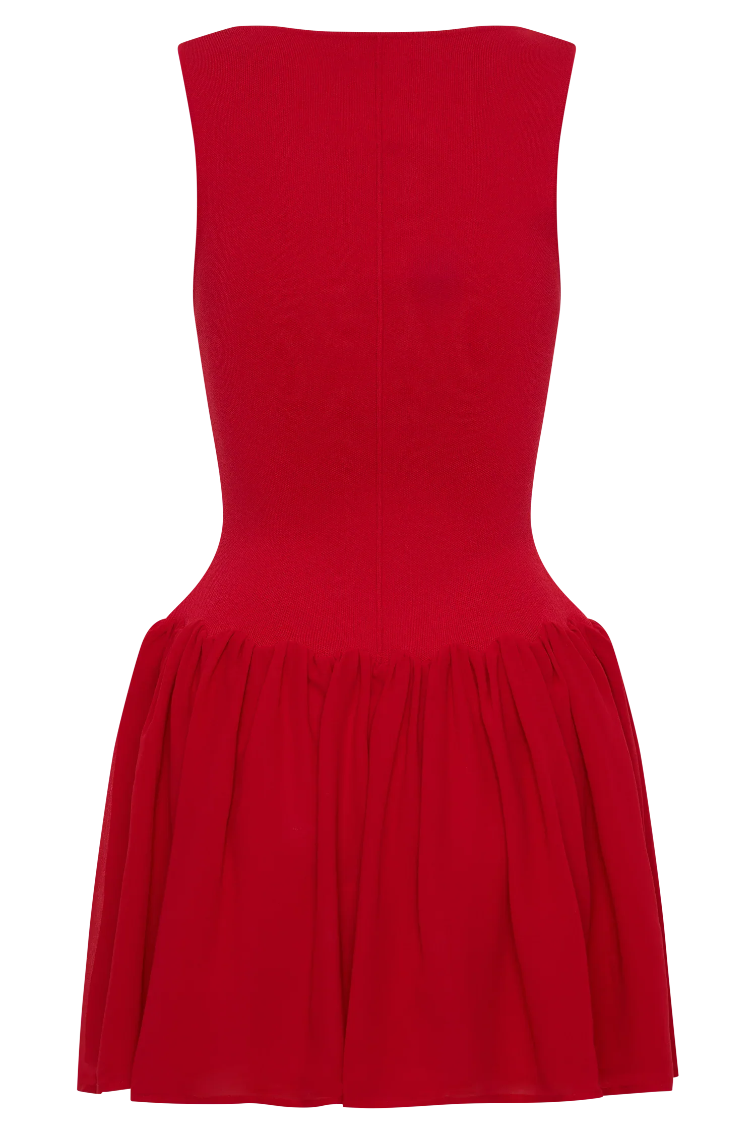 Ashleigh Knit And Chiffon Mini Dress - Red