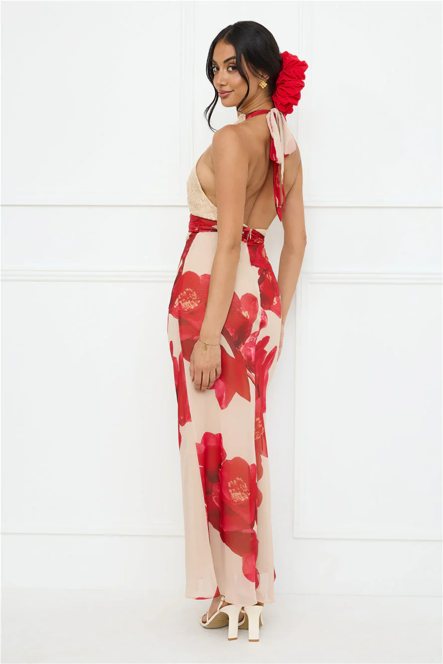 Hotter Than Ever Halter Maxi Dress Cream