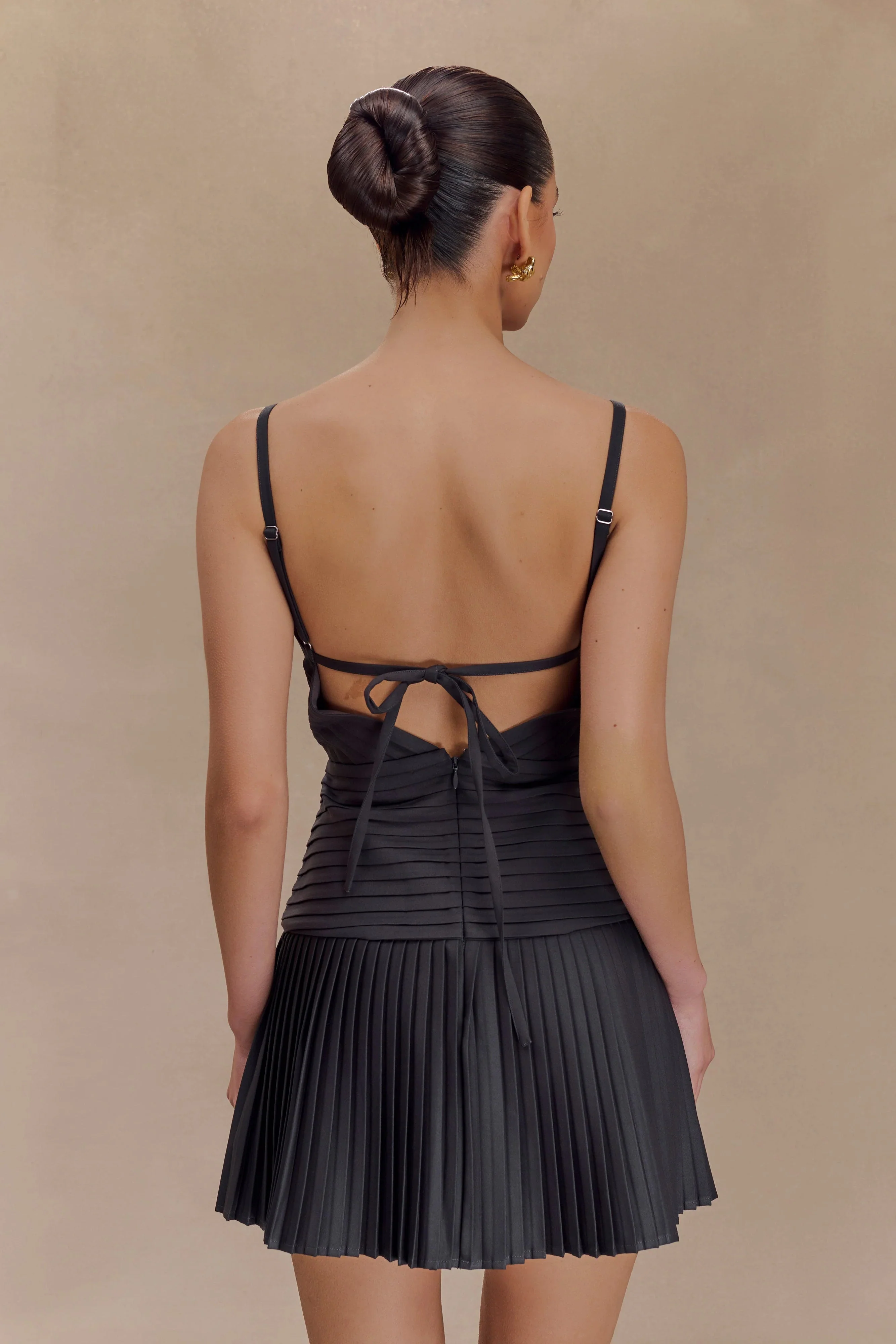 Rylee Multi Pleat Mini Dress - Charcoal