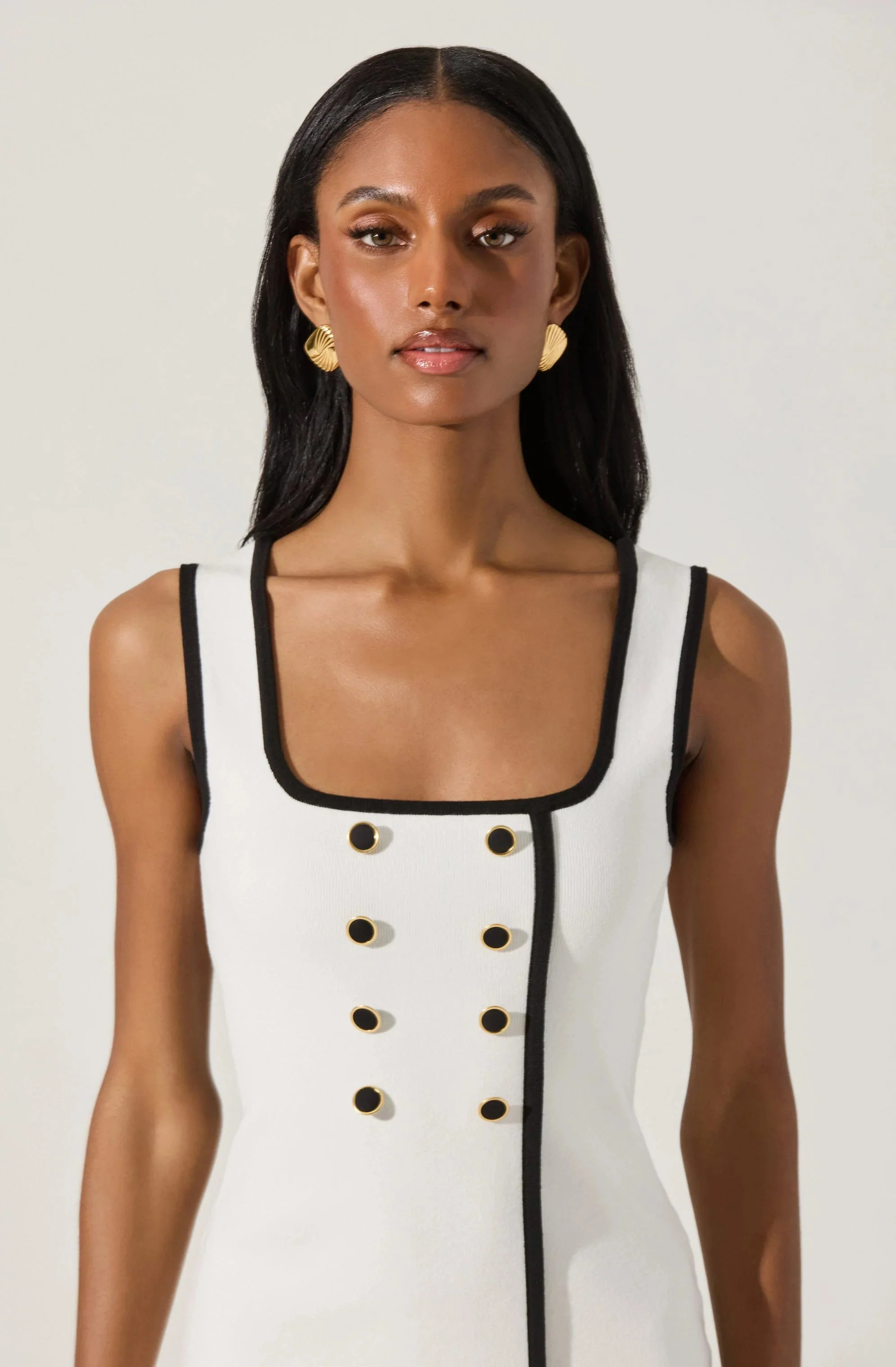 Contrast Trim Knit Mini Dress