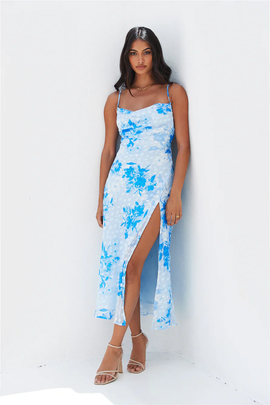 Into Spring Midi Dress Blue