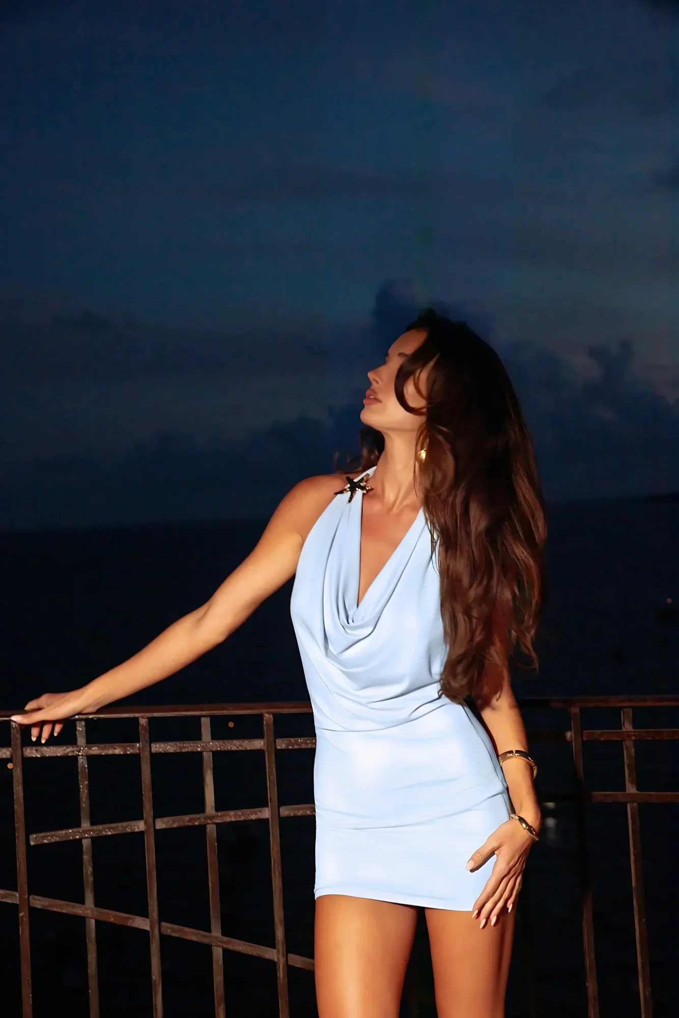 Heating Up Halter Mini Dress Blue