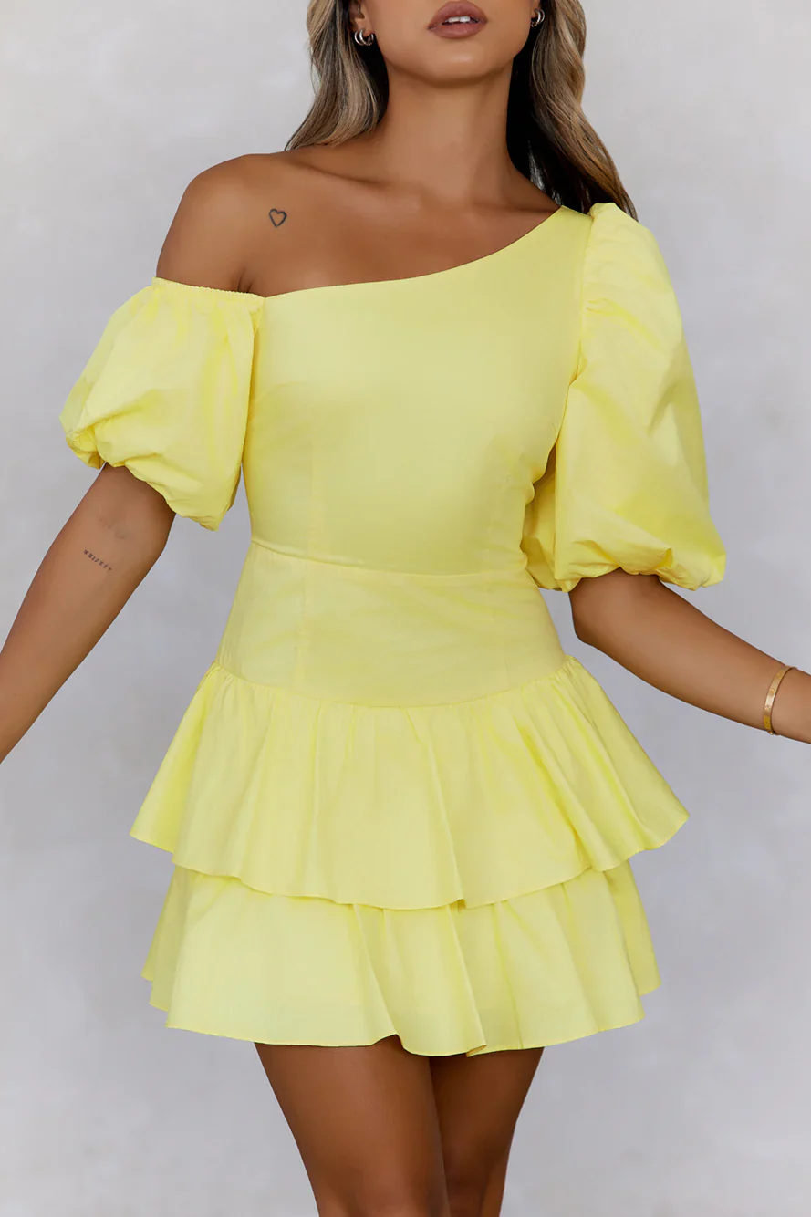 Ladylike Etiquette Mini Dress Yellow