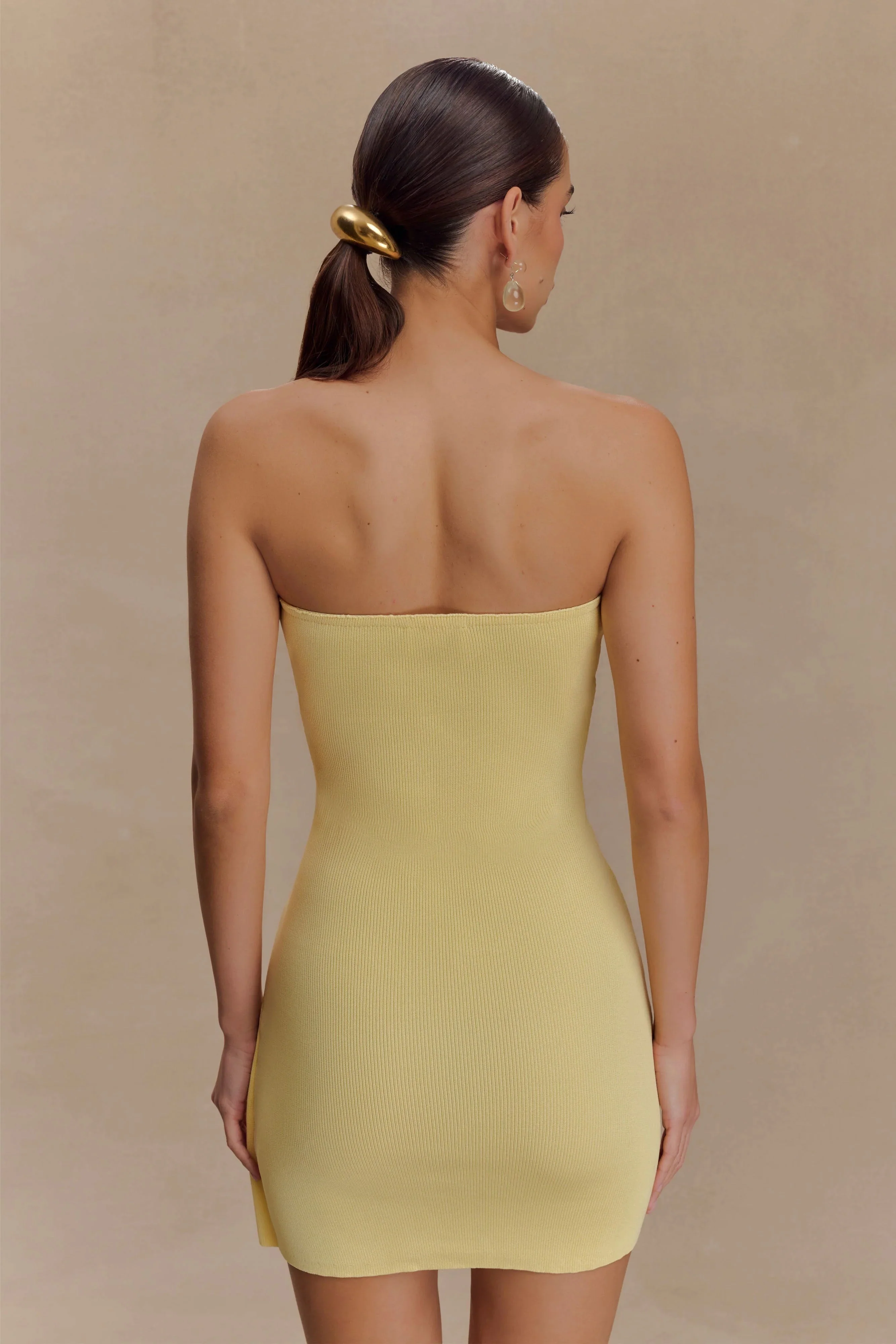 Rian Strapless Knit Mini Dress - Lemon