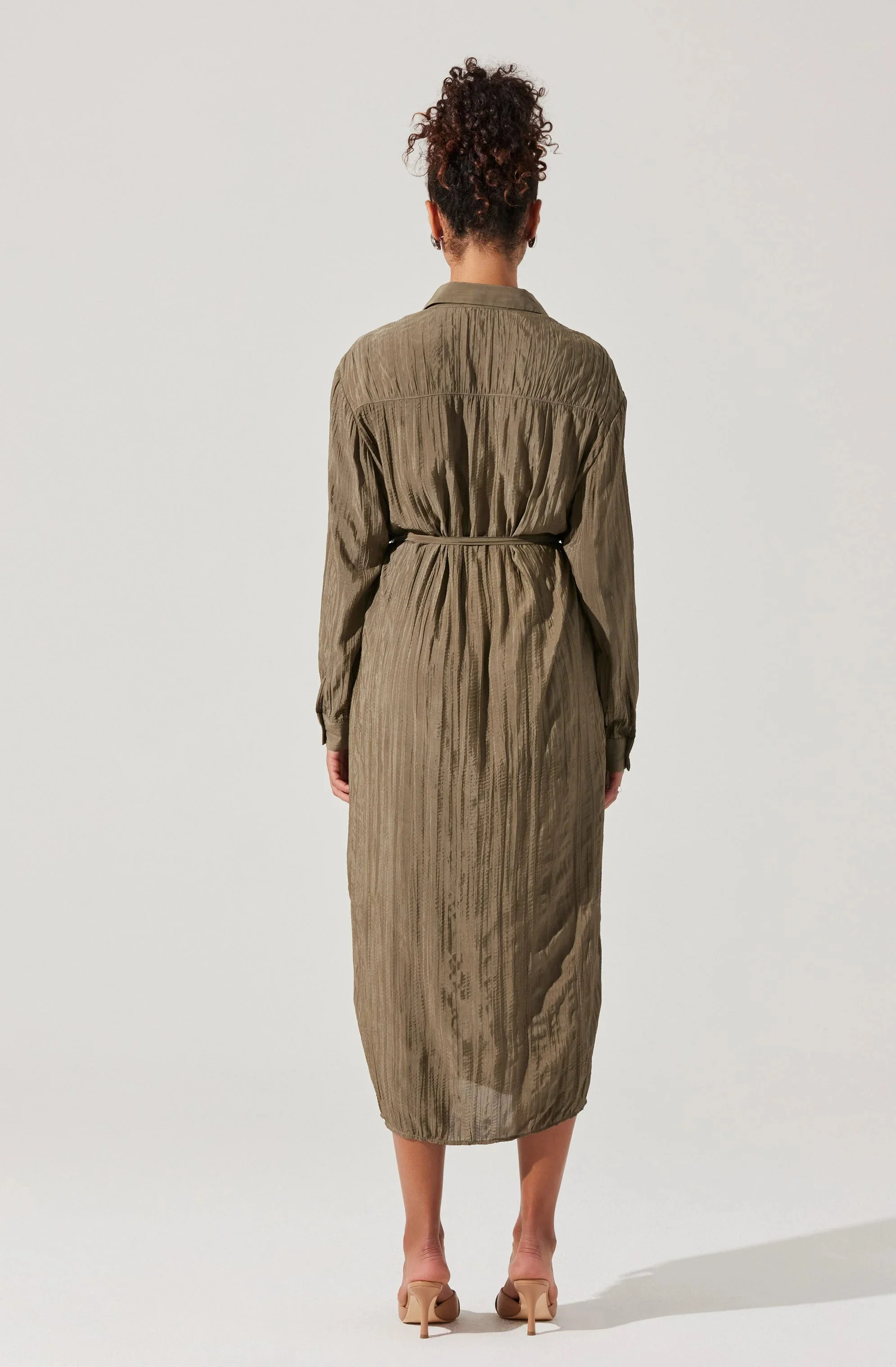 Belted Long Sleeve Shirt Dress