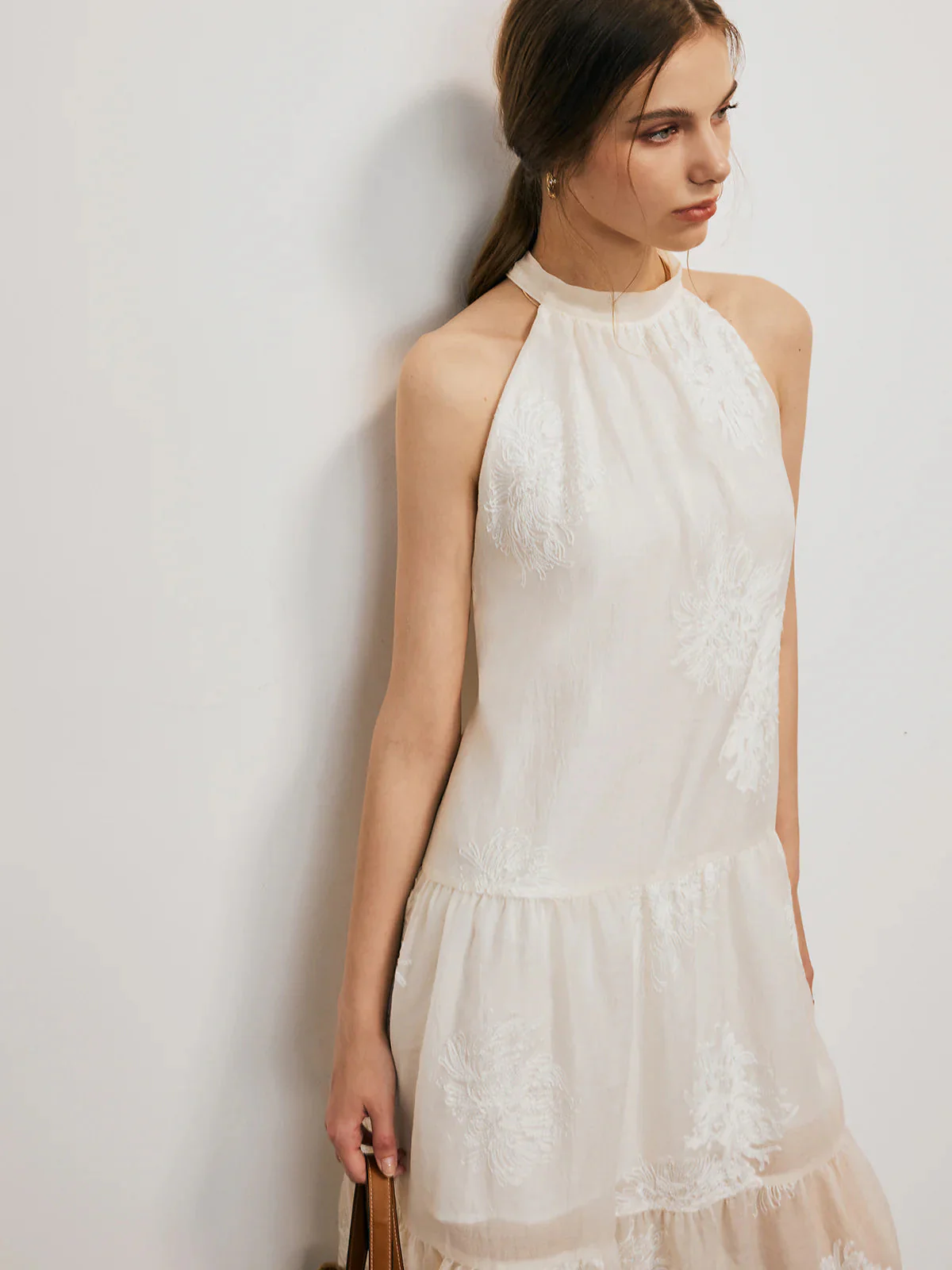 Casual Jacquard Halter Sleeveless Dress