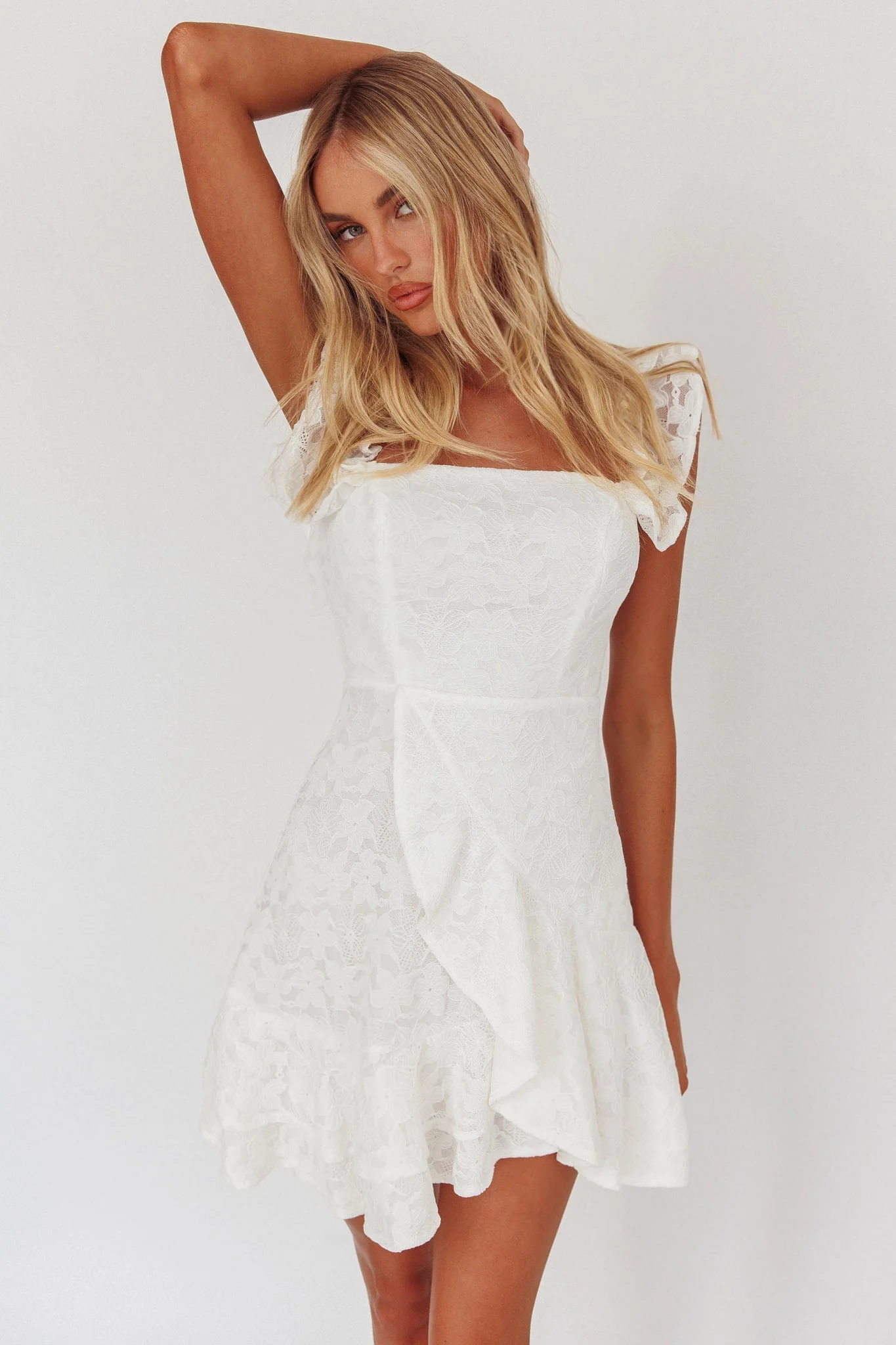 Verona Off-Shoulder Ruffle Mini Dress White