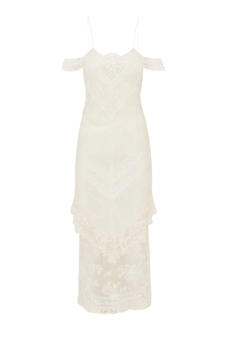 Riville Lace Off-The-Shoulder Maxi Dress