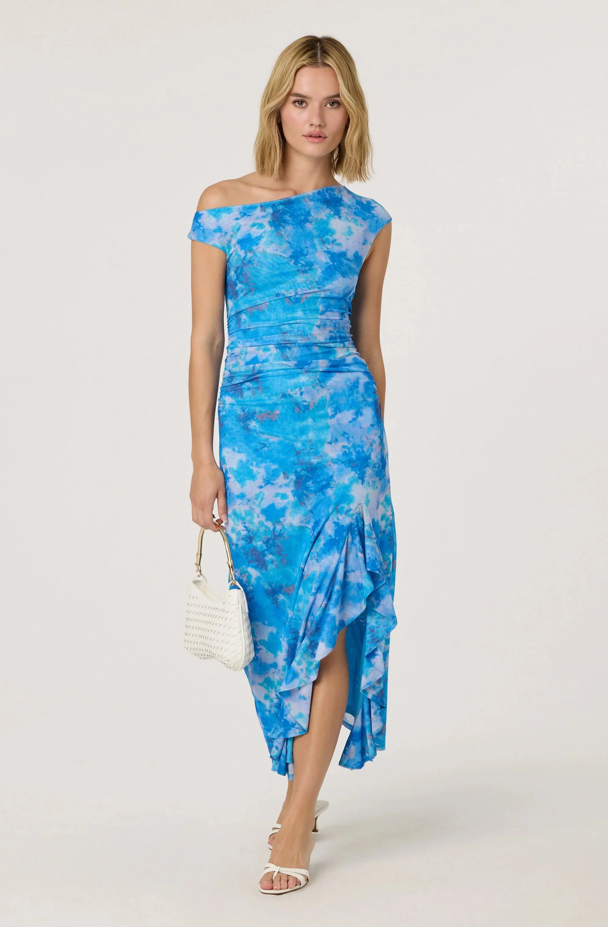 Off Shoulder Ruffle Midi Dress