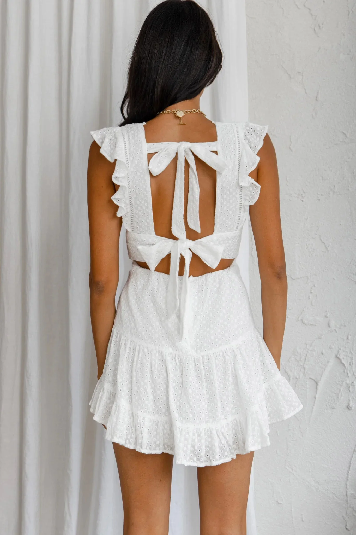 Sunshine Days Double Bow Back Dress White