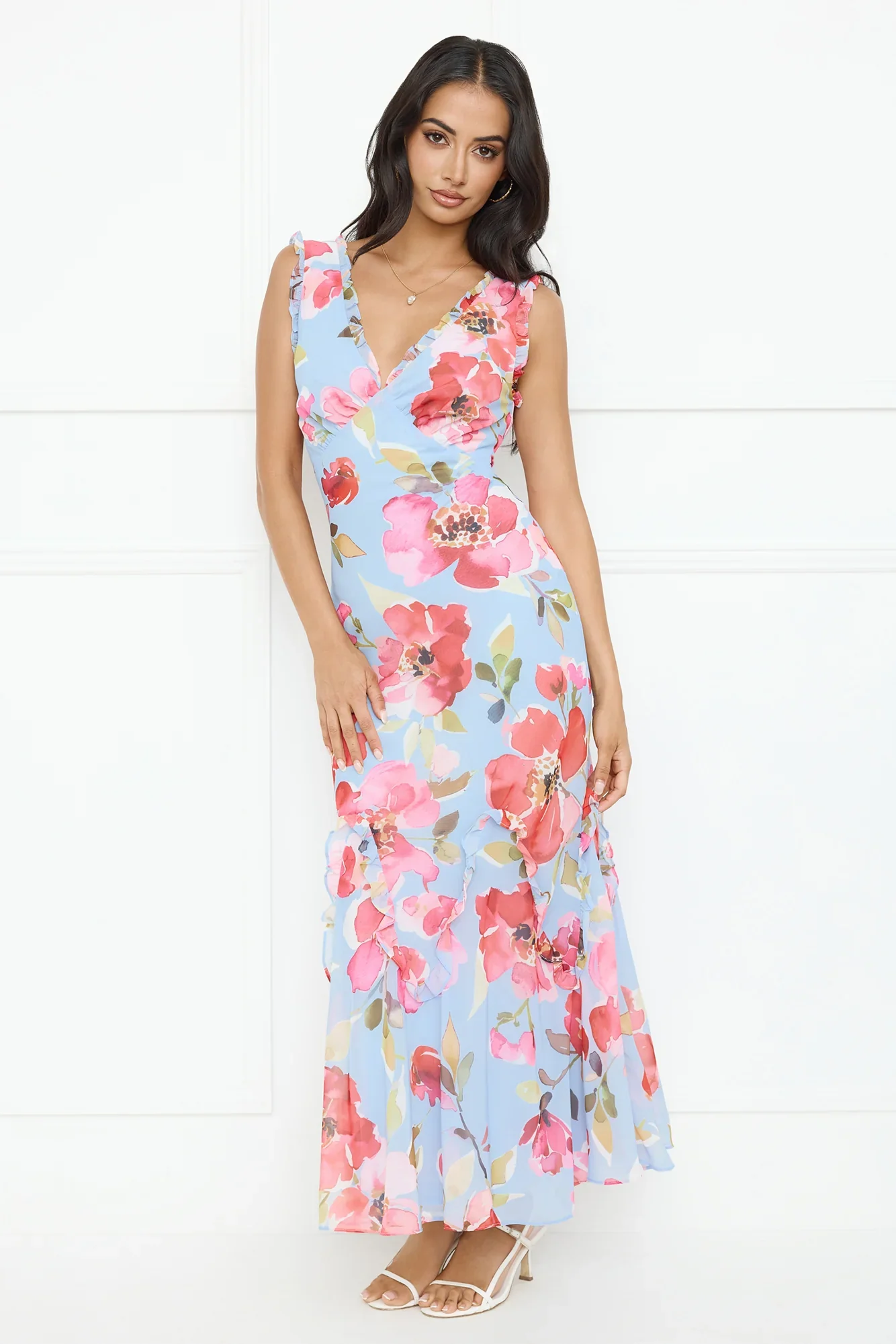 Hibiscus Heat Maxi Dress Blue