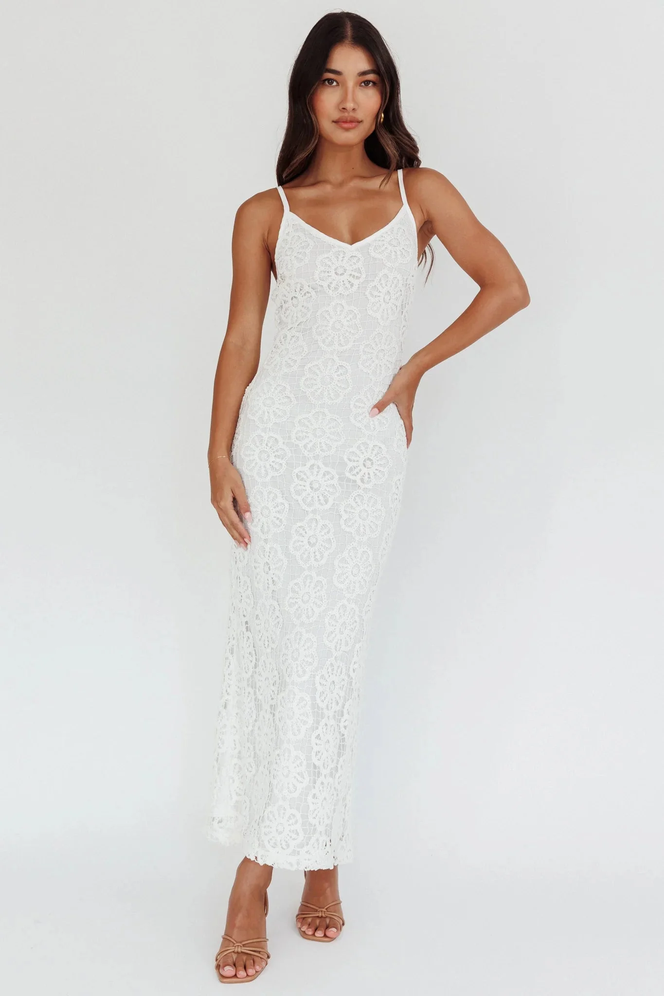 Spark Joy Floral Crochet Overlay White