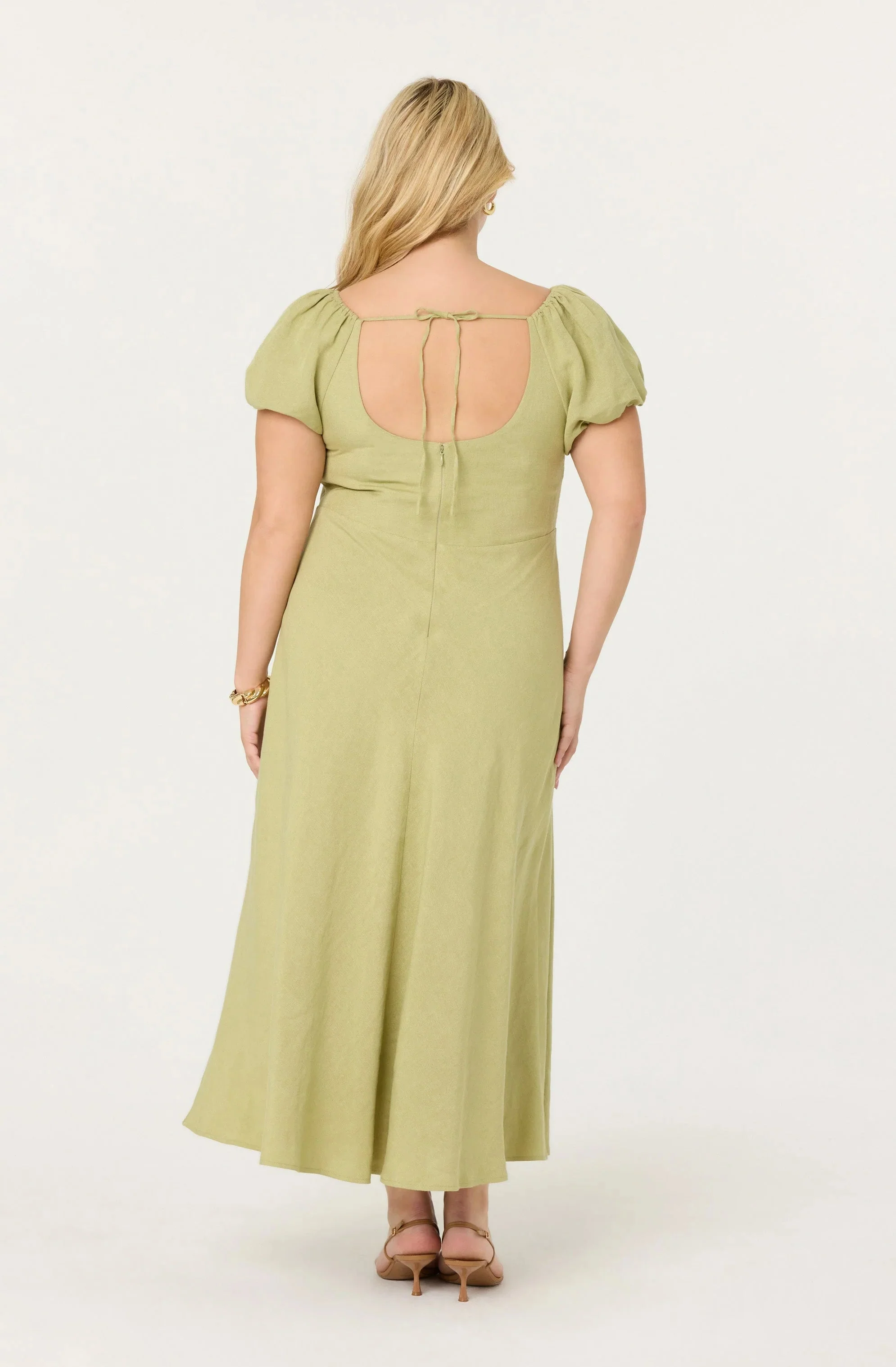 Leocadia Embroidered Puff Sleeve Dress