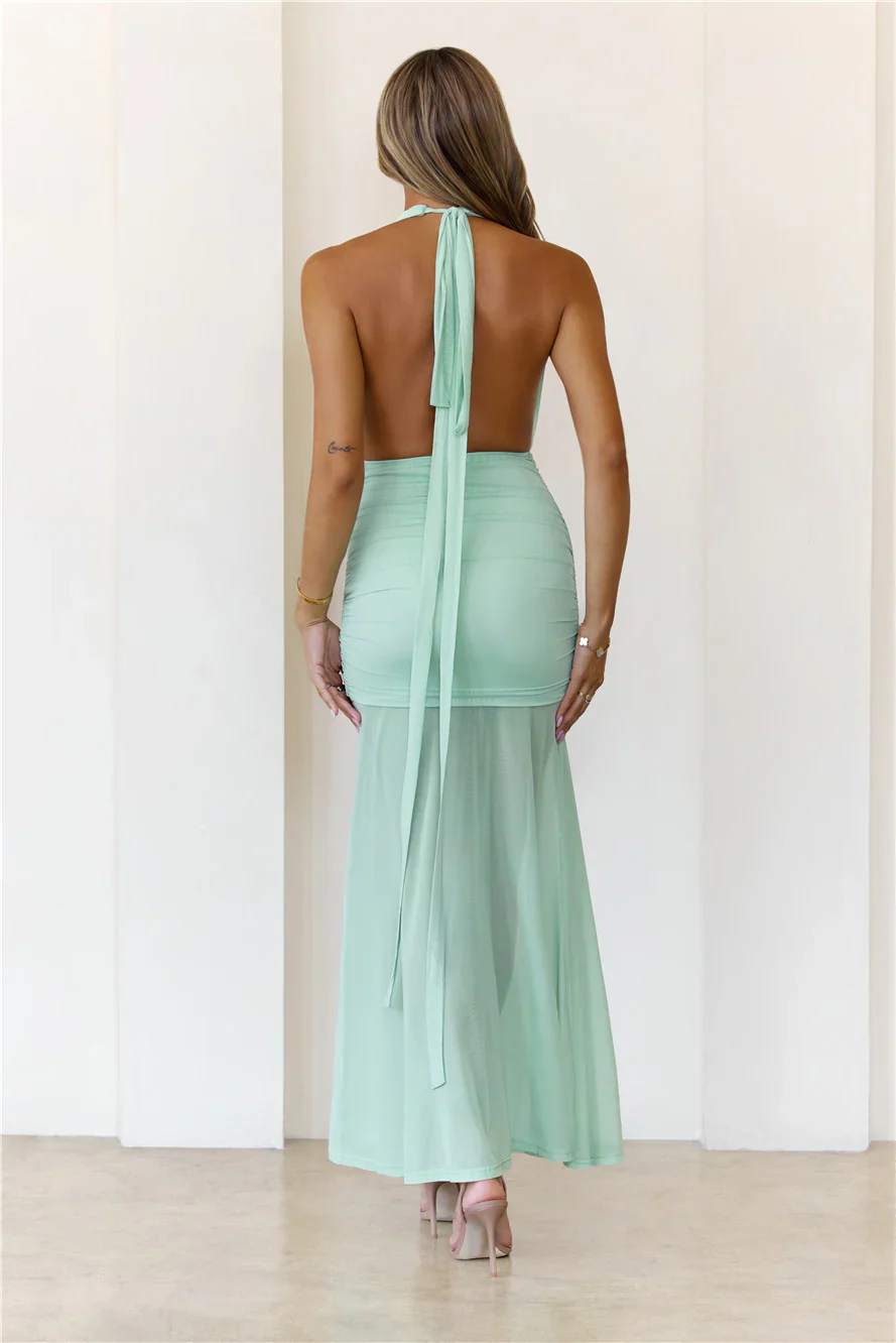 High Key Muse Mesh Maxi Dress Sage